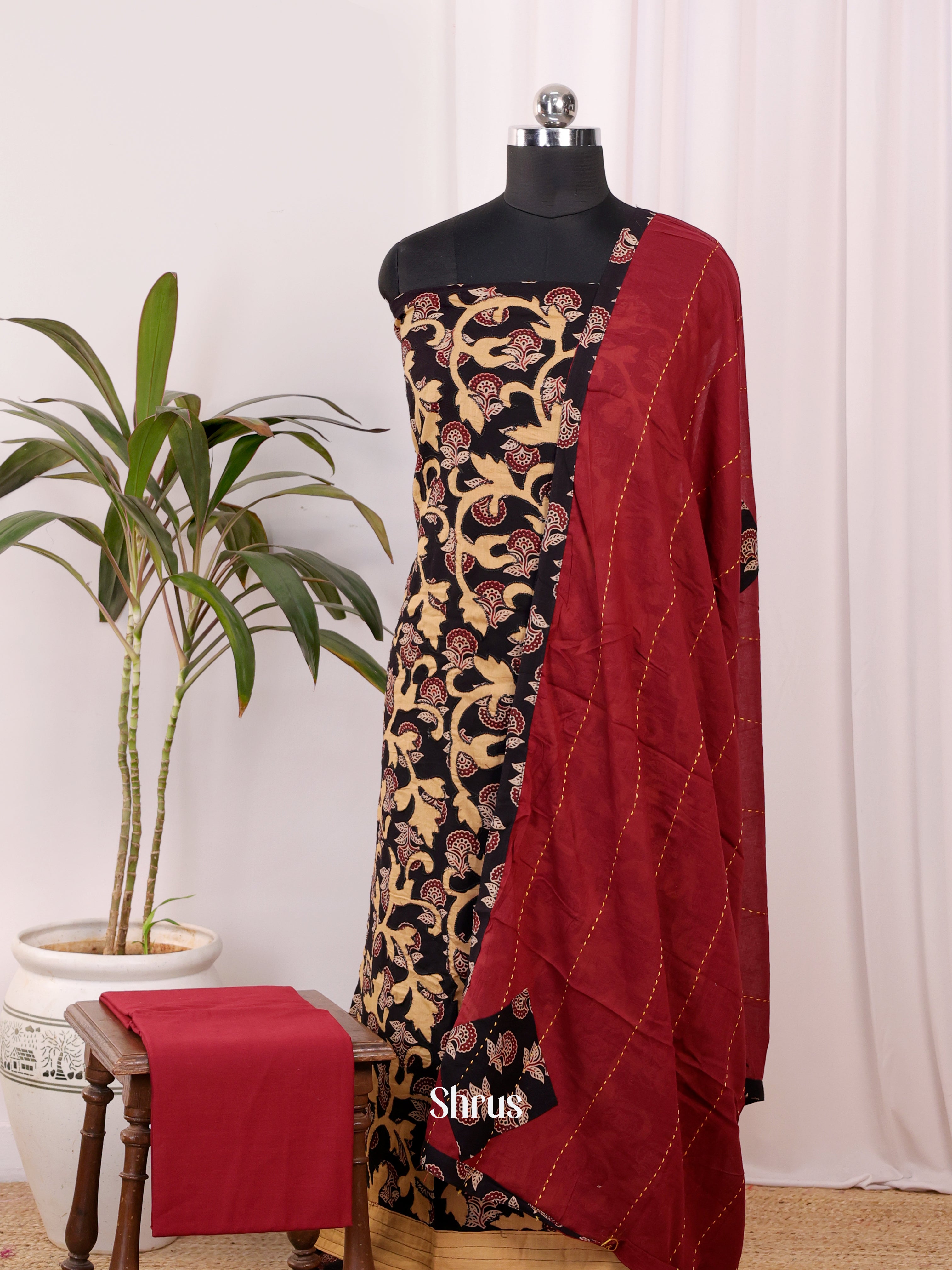 Black & Red - Ajrakh Salwar - Shop on Shrus.com