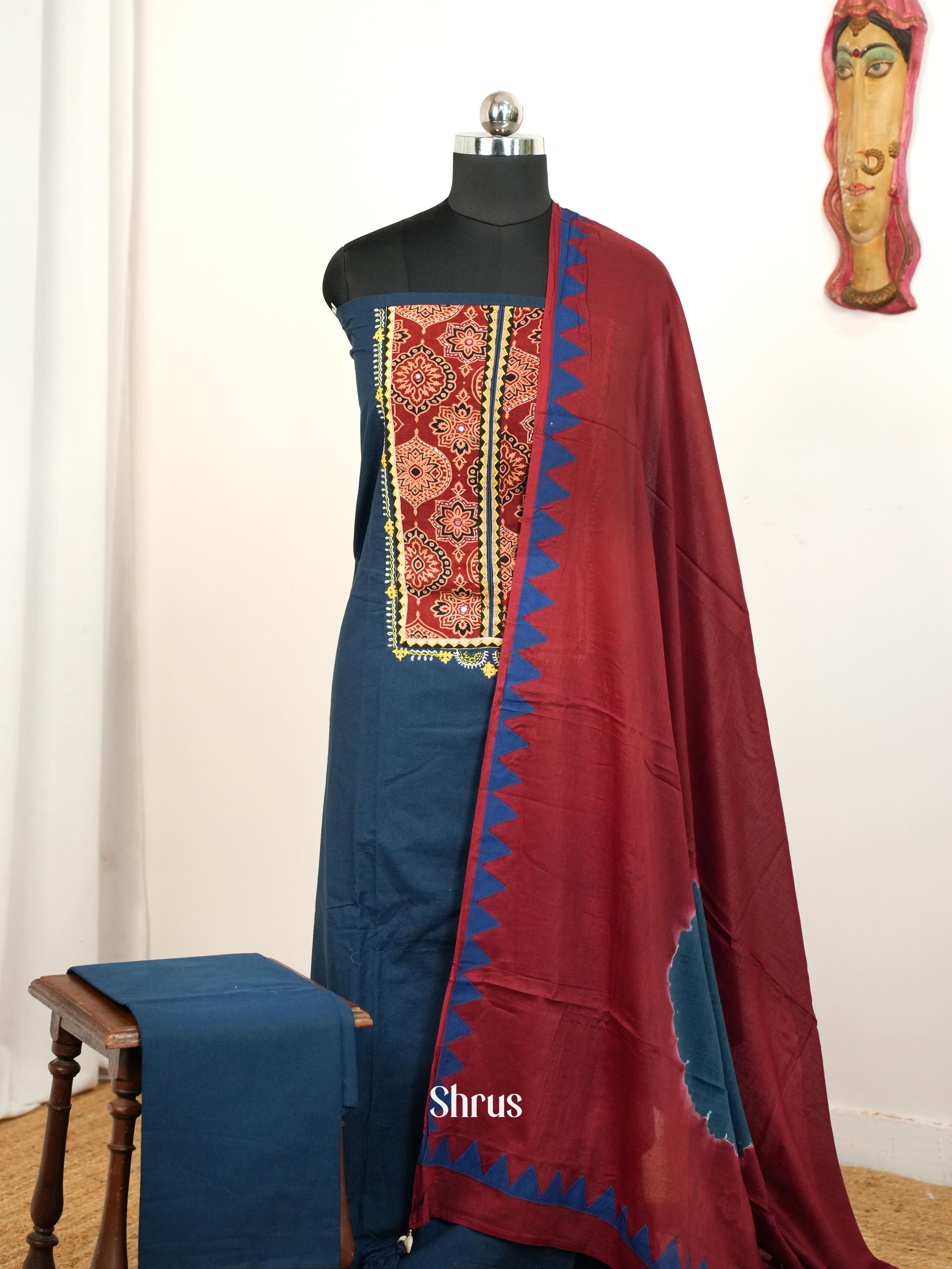 Blue & Red- Ajrakh Salwar - Shop on Shrus.com