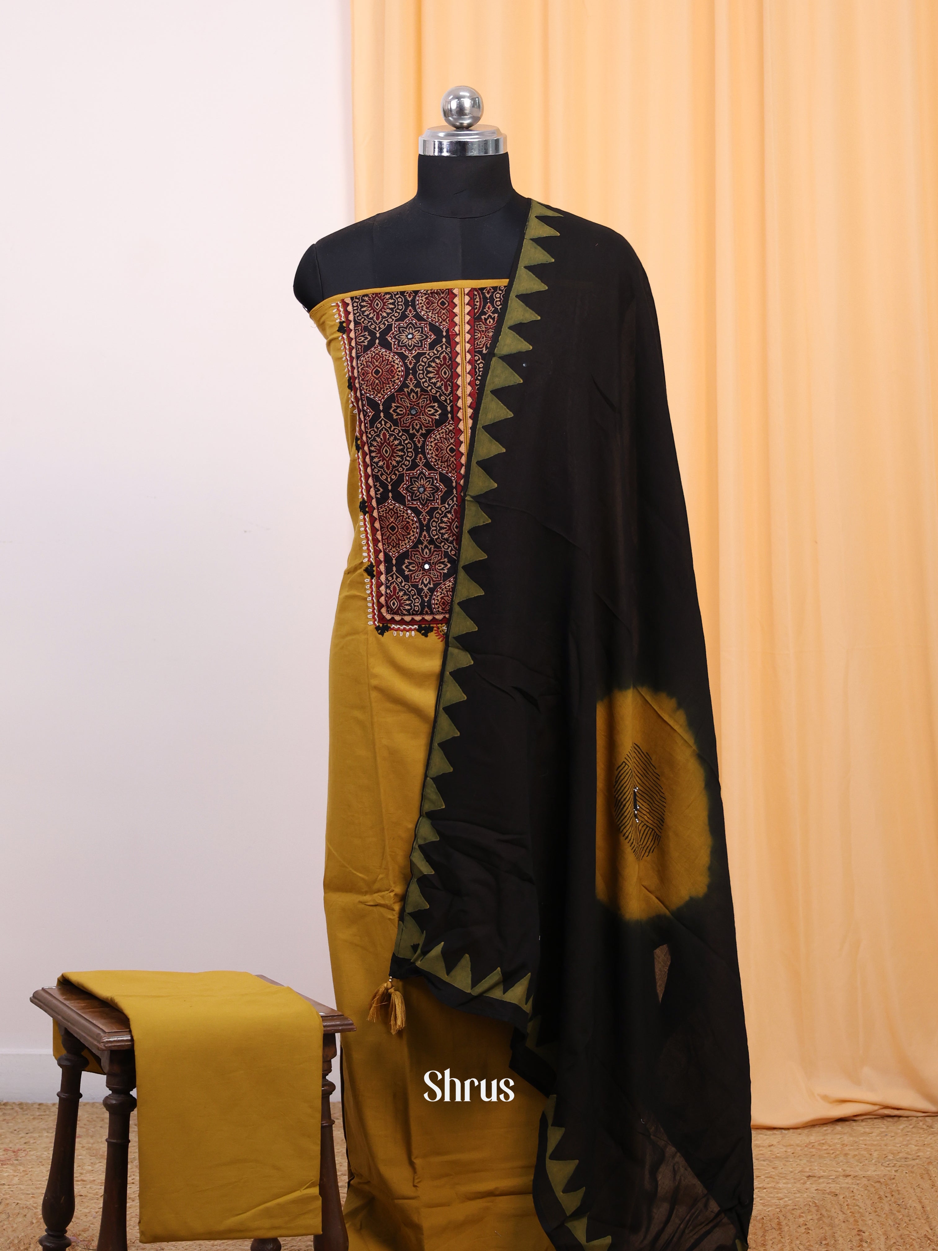 Mustard & Black - Ajrakh Salwar - Shop on Shrus.com