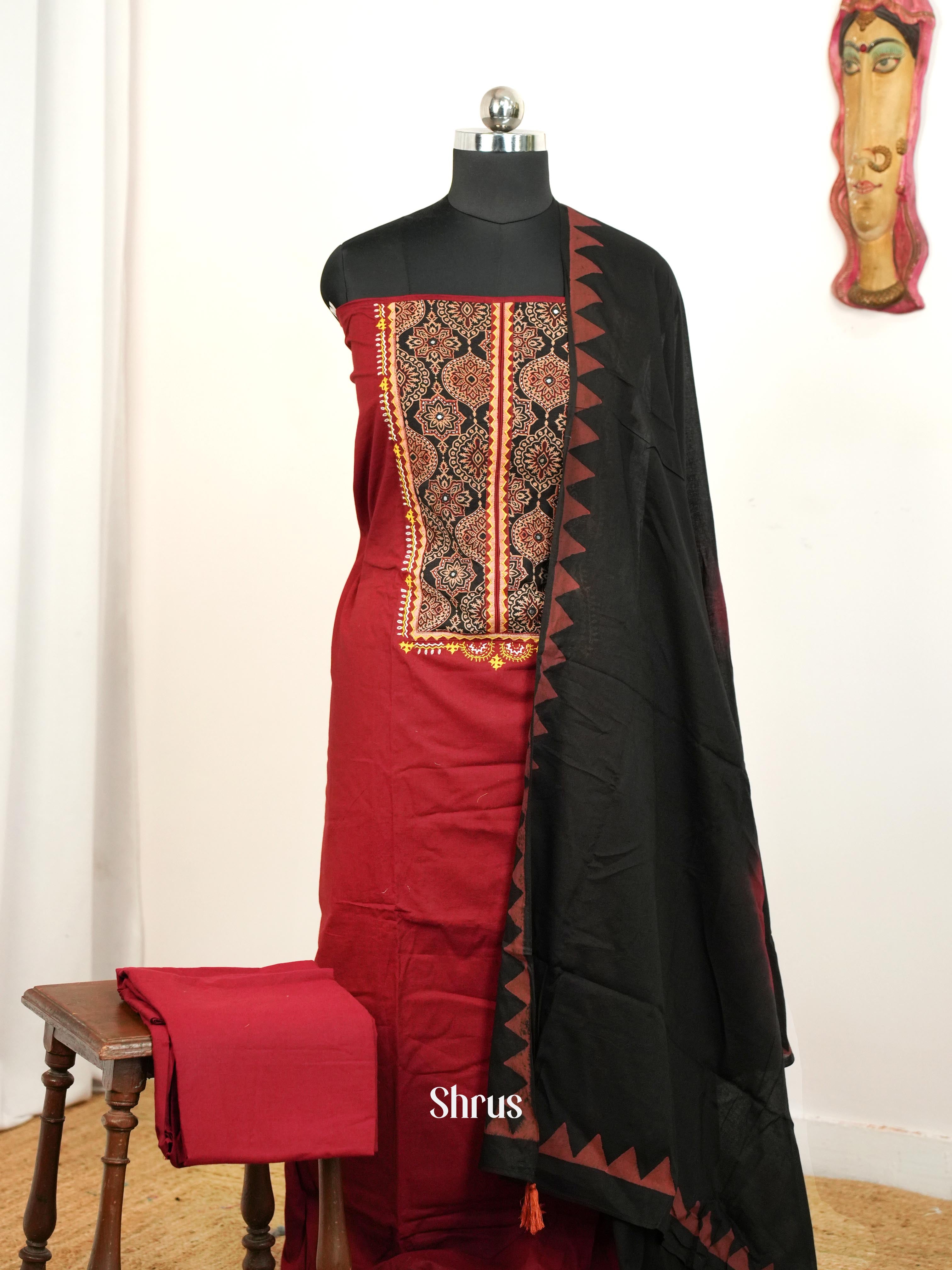 Red & Black - Ajrakh Salwar - Shop on Shrus.com