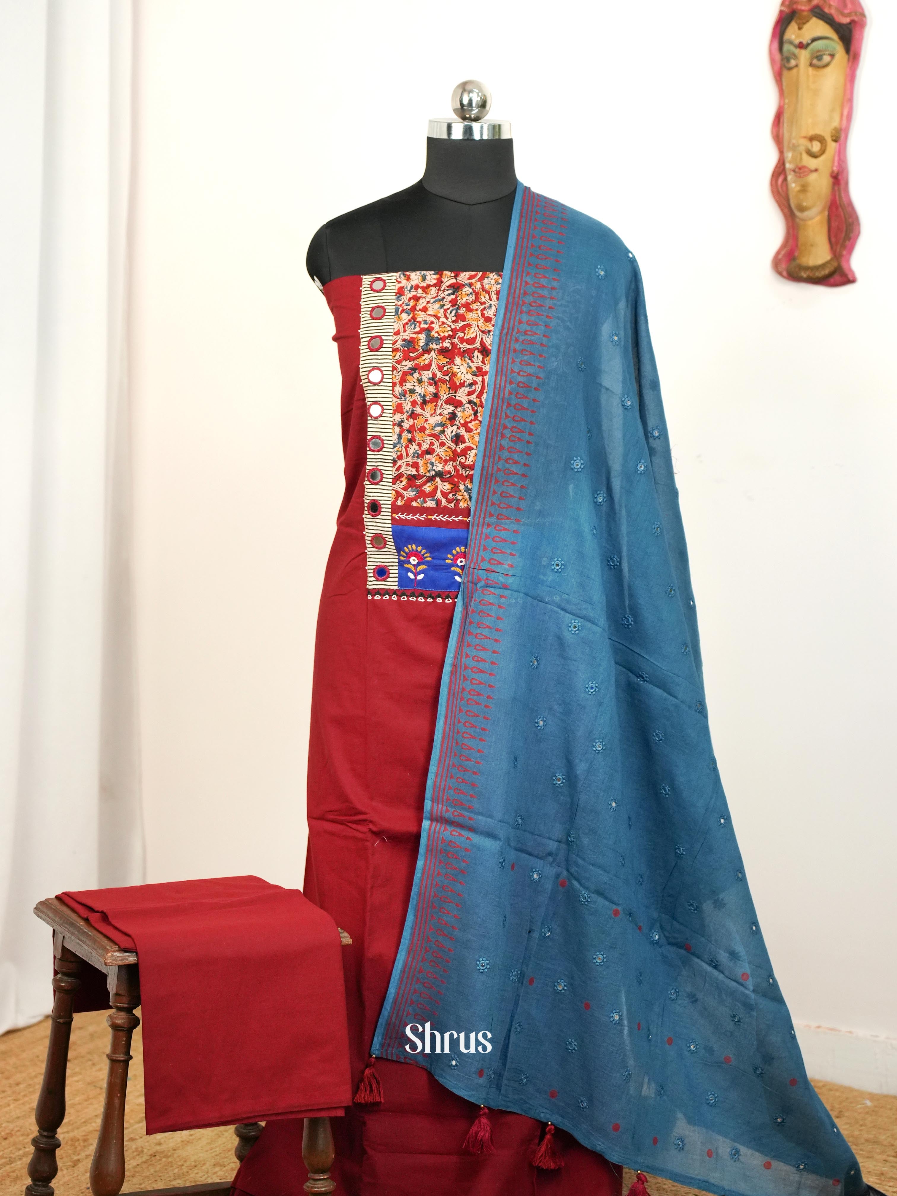 Red & Blue - Ajrakh Salwar - Shop on Shrus.com