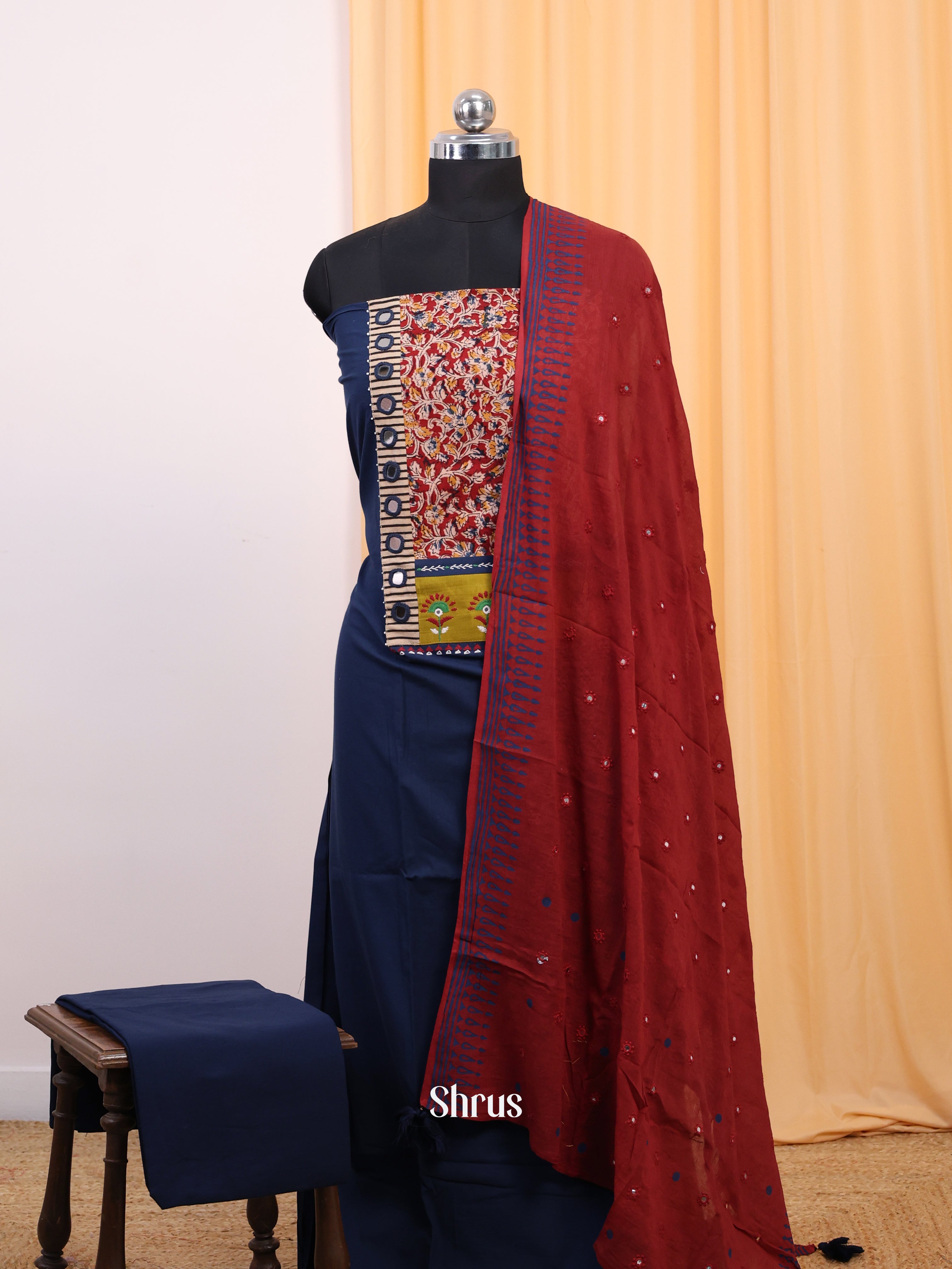 Blue & Red - Ajrakh Salwar - Shop on Shrus.com