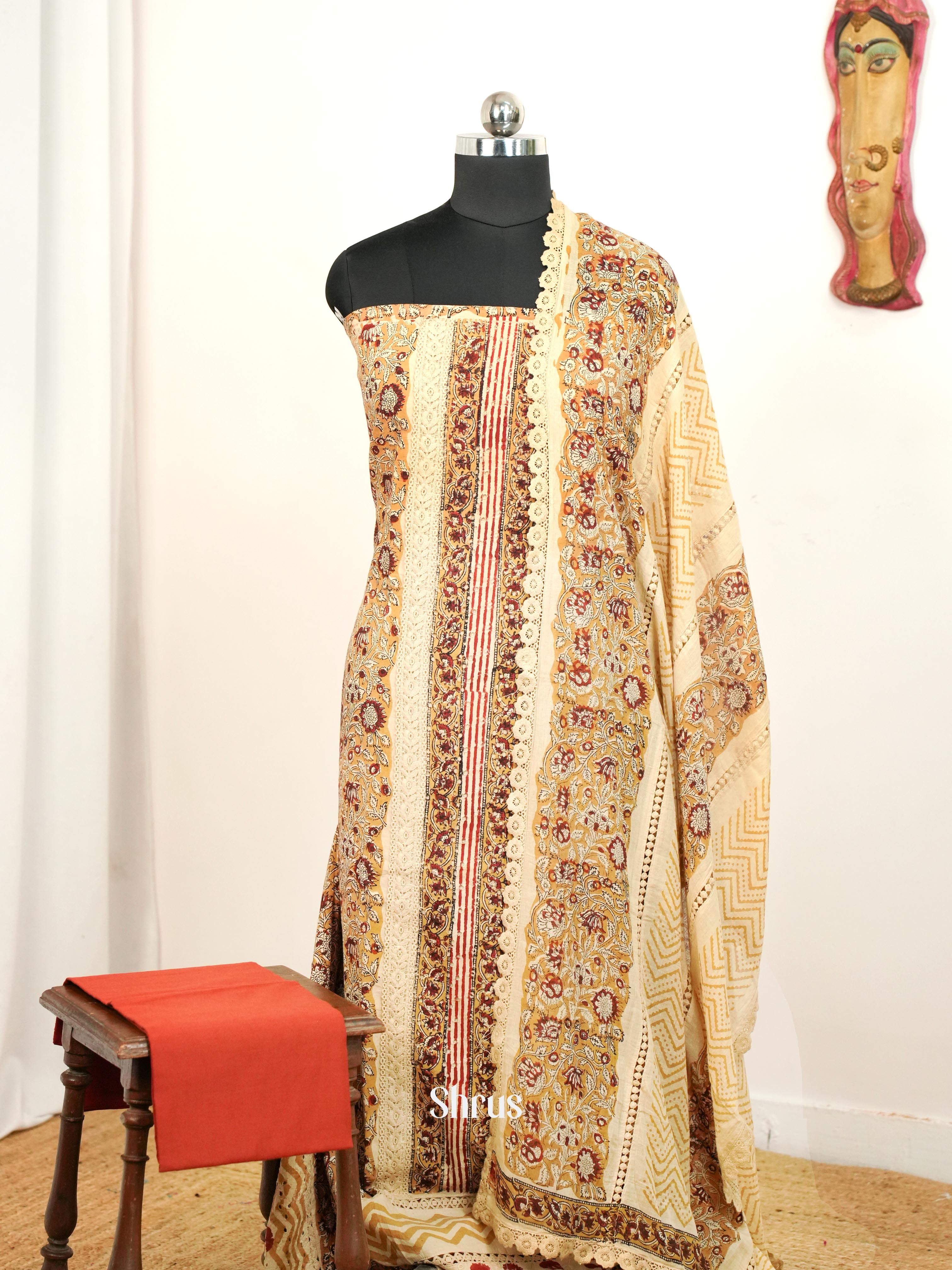 Cream & Brick - Ajrakh Salwar - Shop on Shrus.com
