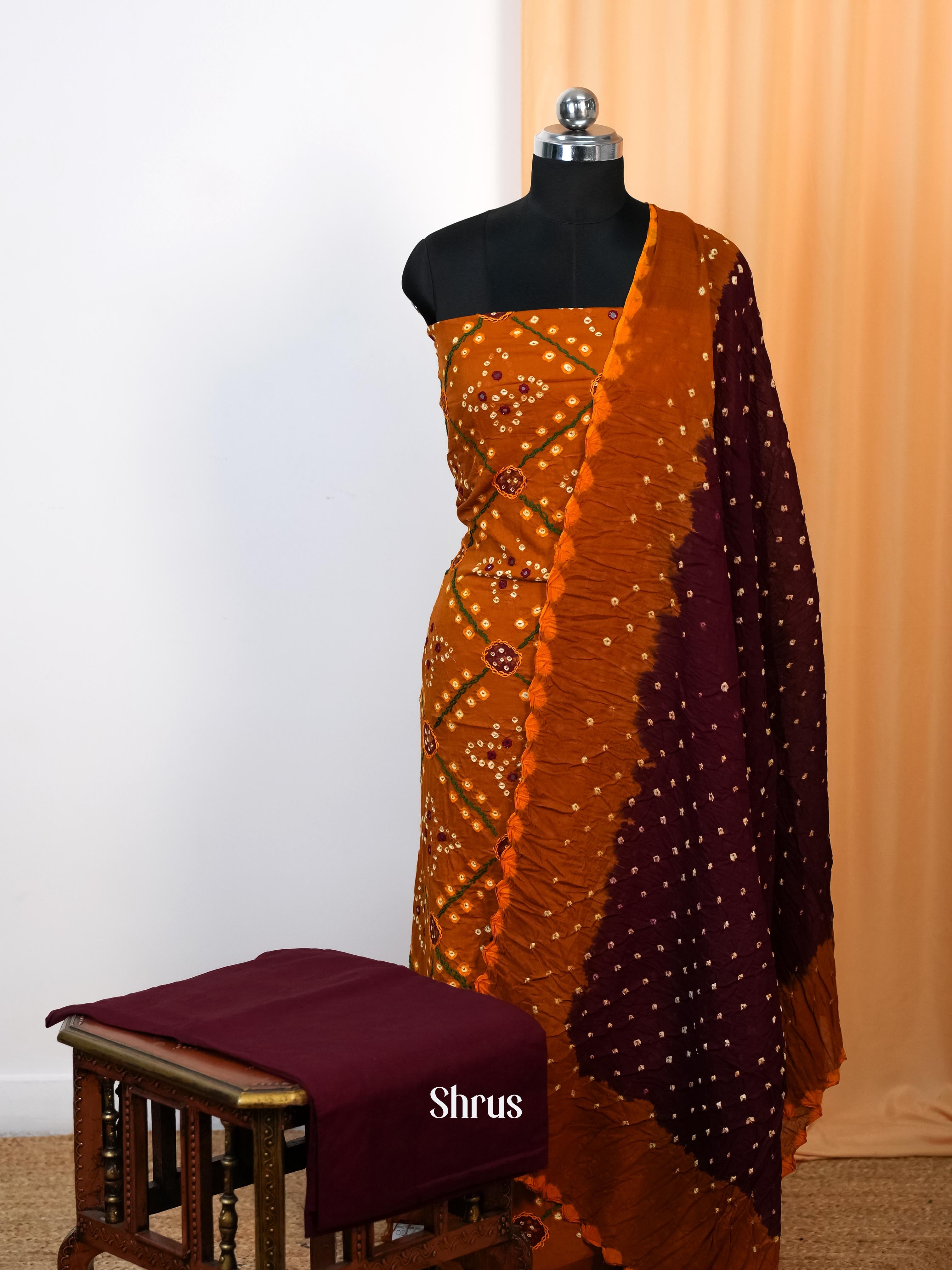 Mustard & Brown - Bandhini salwar - Shop on Shrus.com
