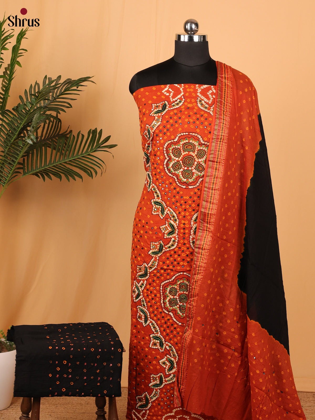 Orange & Black - Bandhini salwar - Shop on Shrus.com