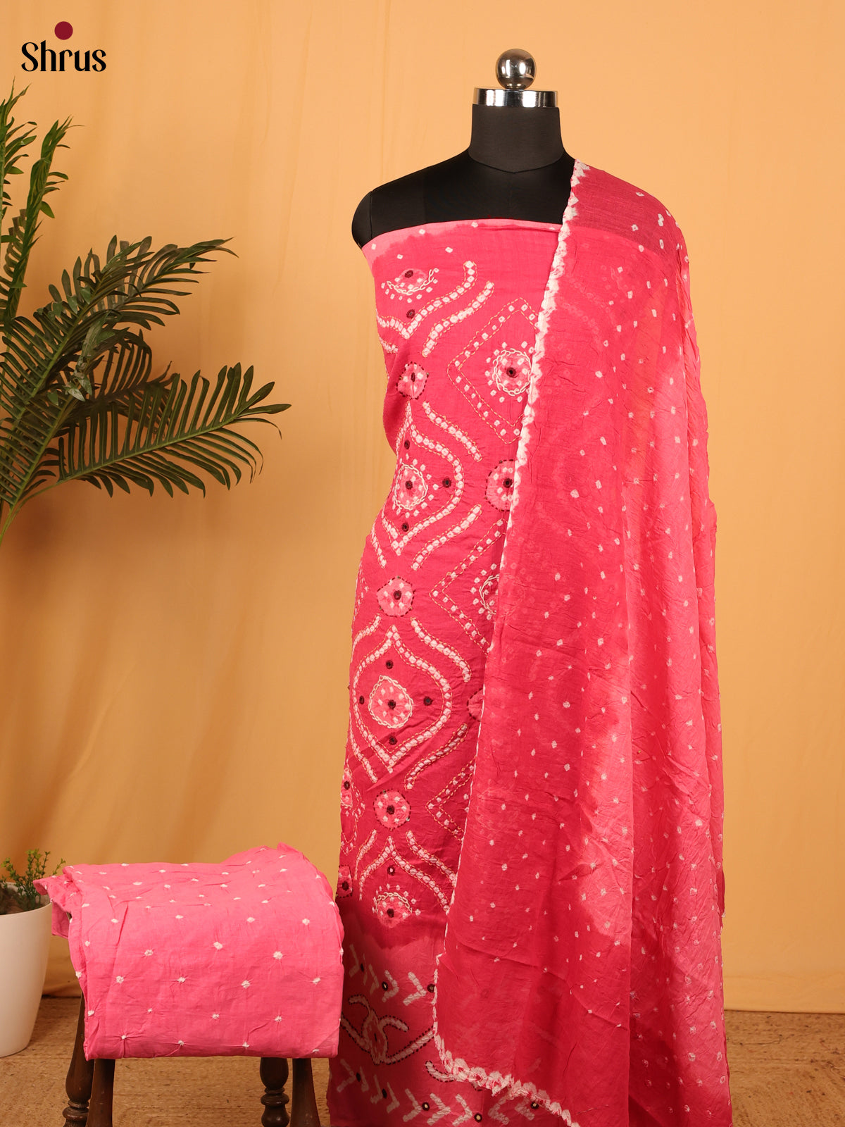 Pink - Bandhini salwar - Shop on Shrus.com