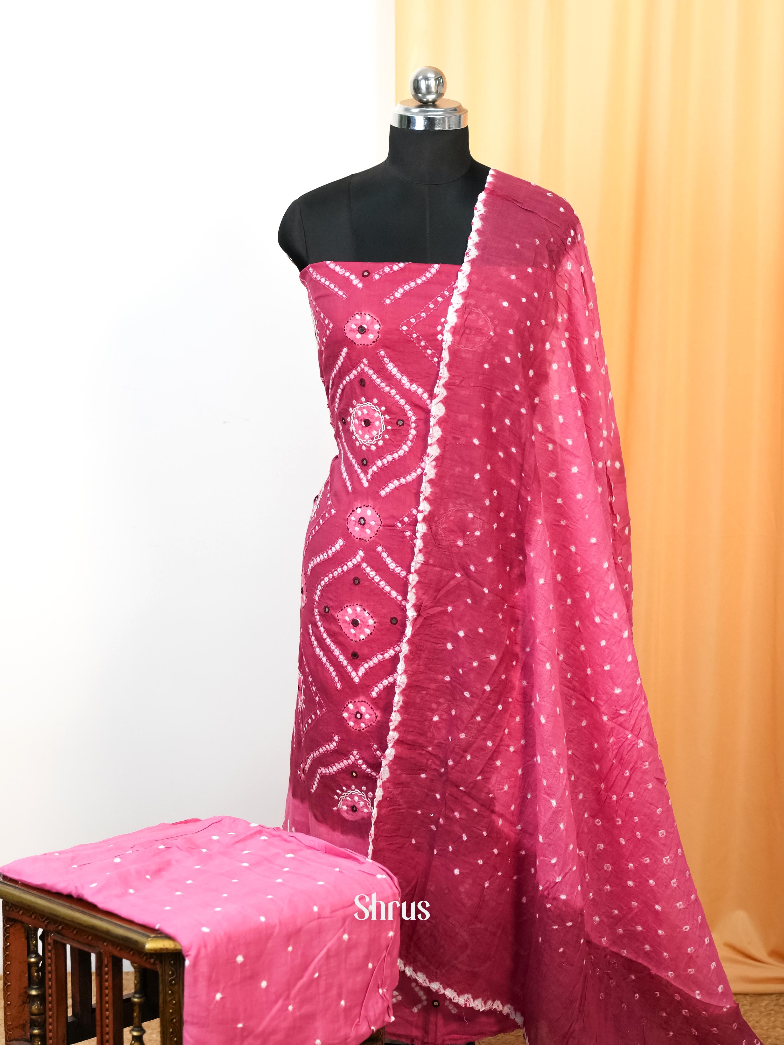 Pink - Bandhini salwar - Shop on Shrus.com