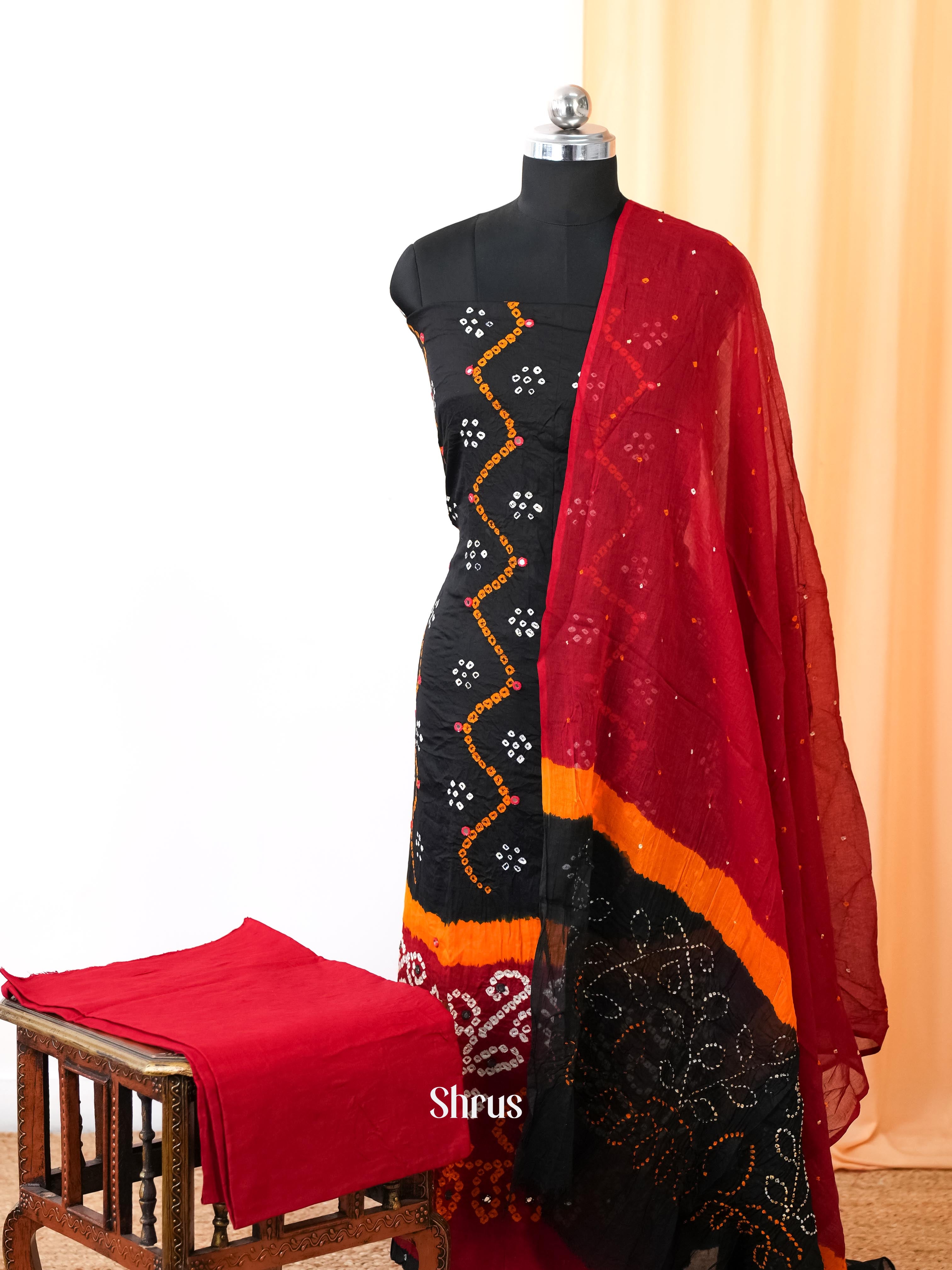 Black & Red - Bandhini salwar - Shop on Shrus.com