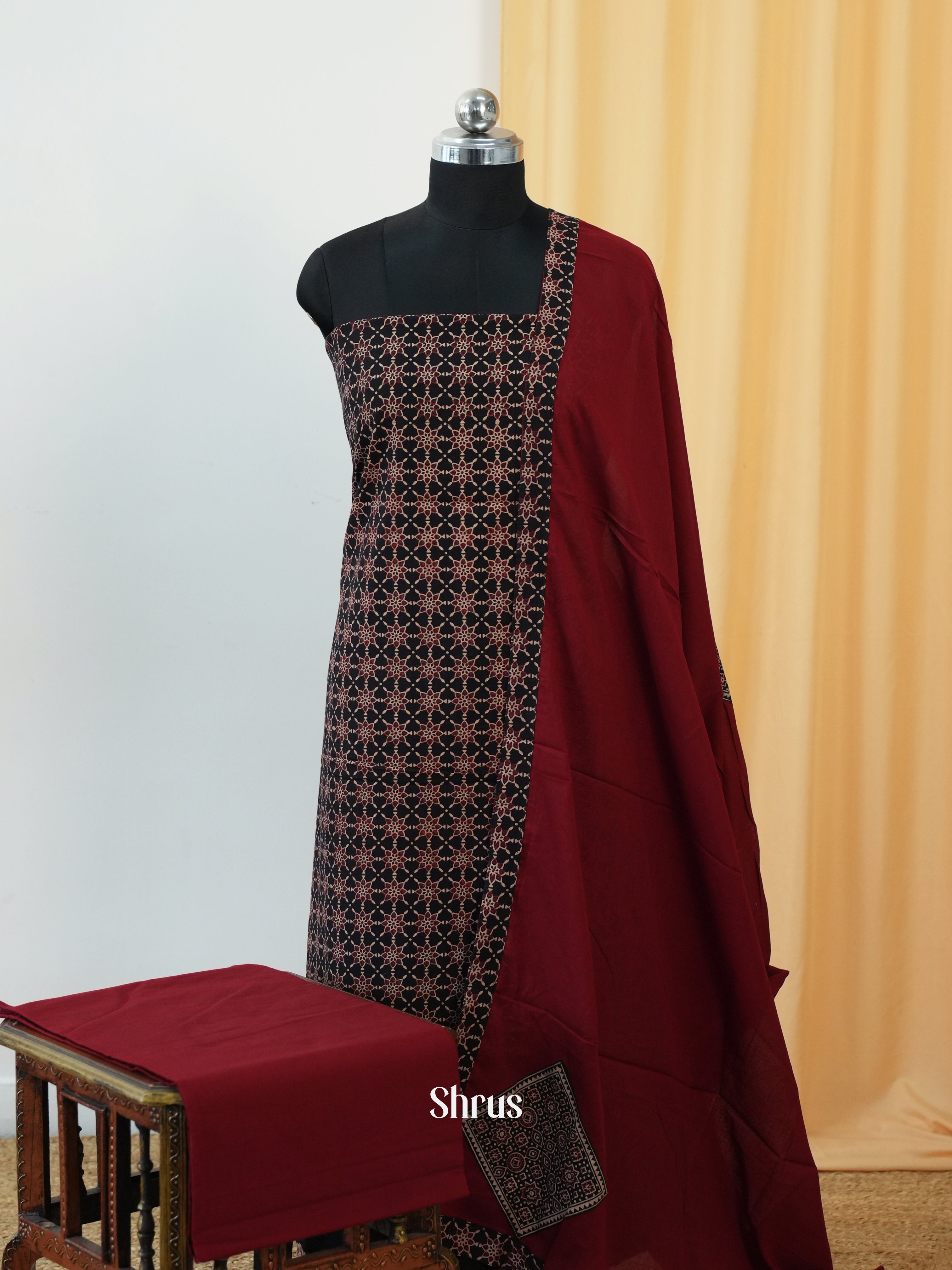 Black & Maroon - Ajrakh Salwar - Shop on Shrus.com