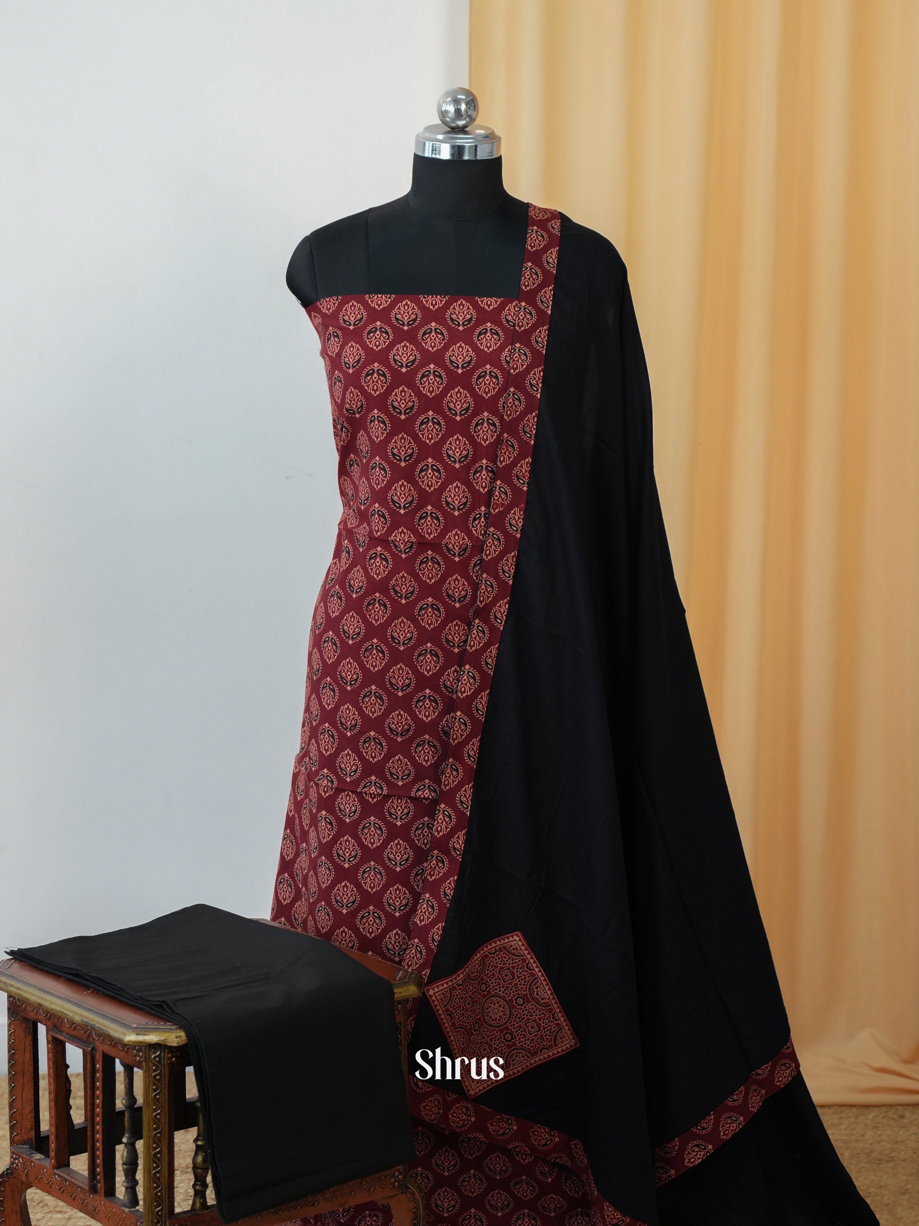 Maroon & Black - Ajrakh Salwar - Shop on Shrus.com