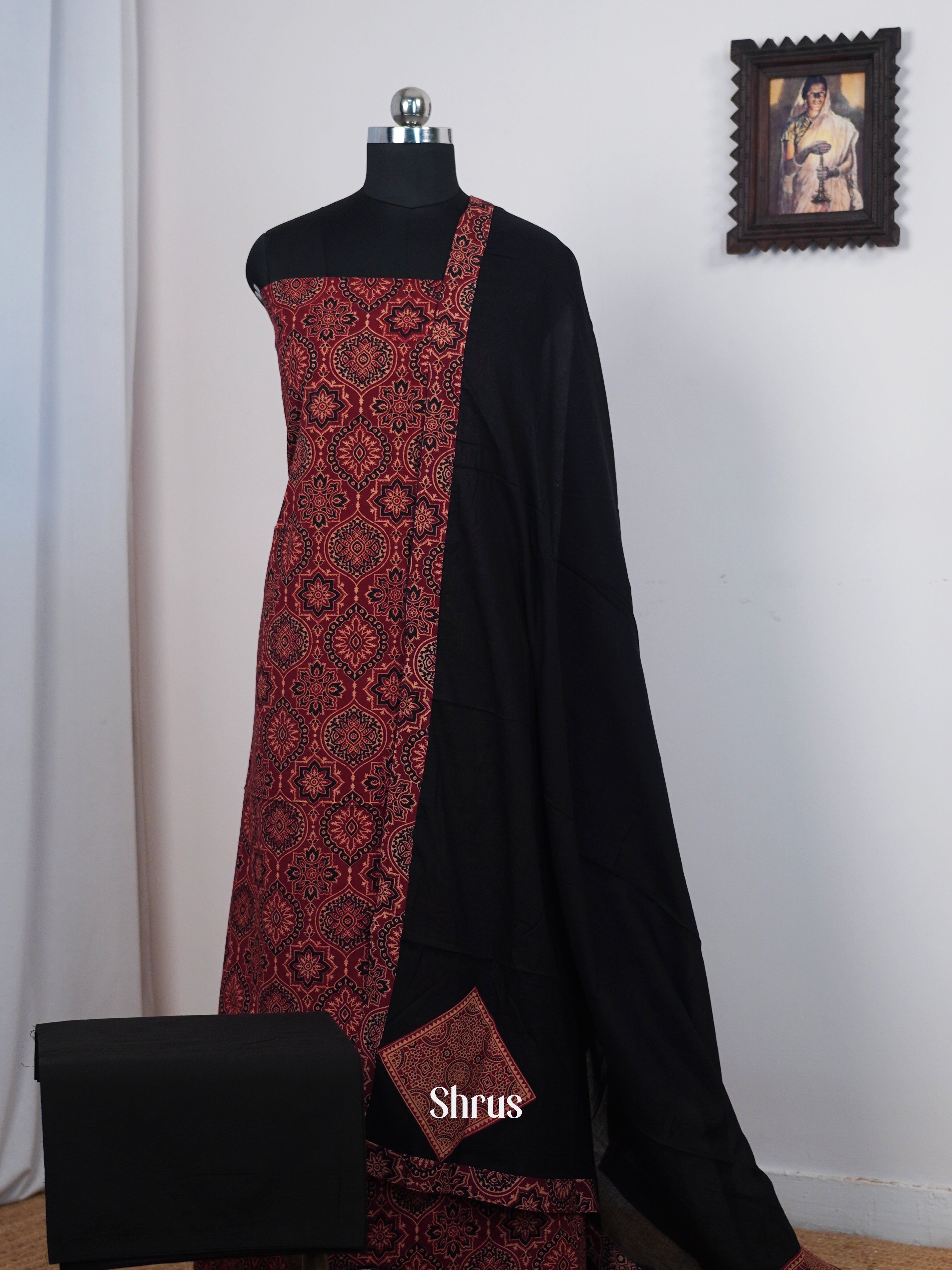 Maroon & Black - Ajrakh Salwar - Shop on Shrus.com
