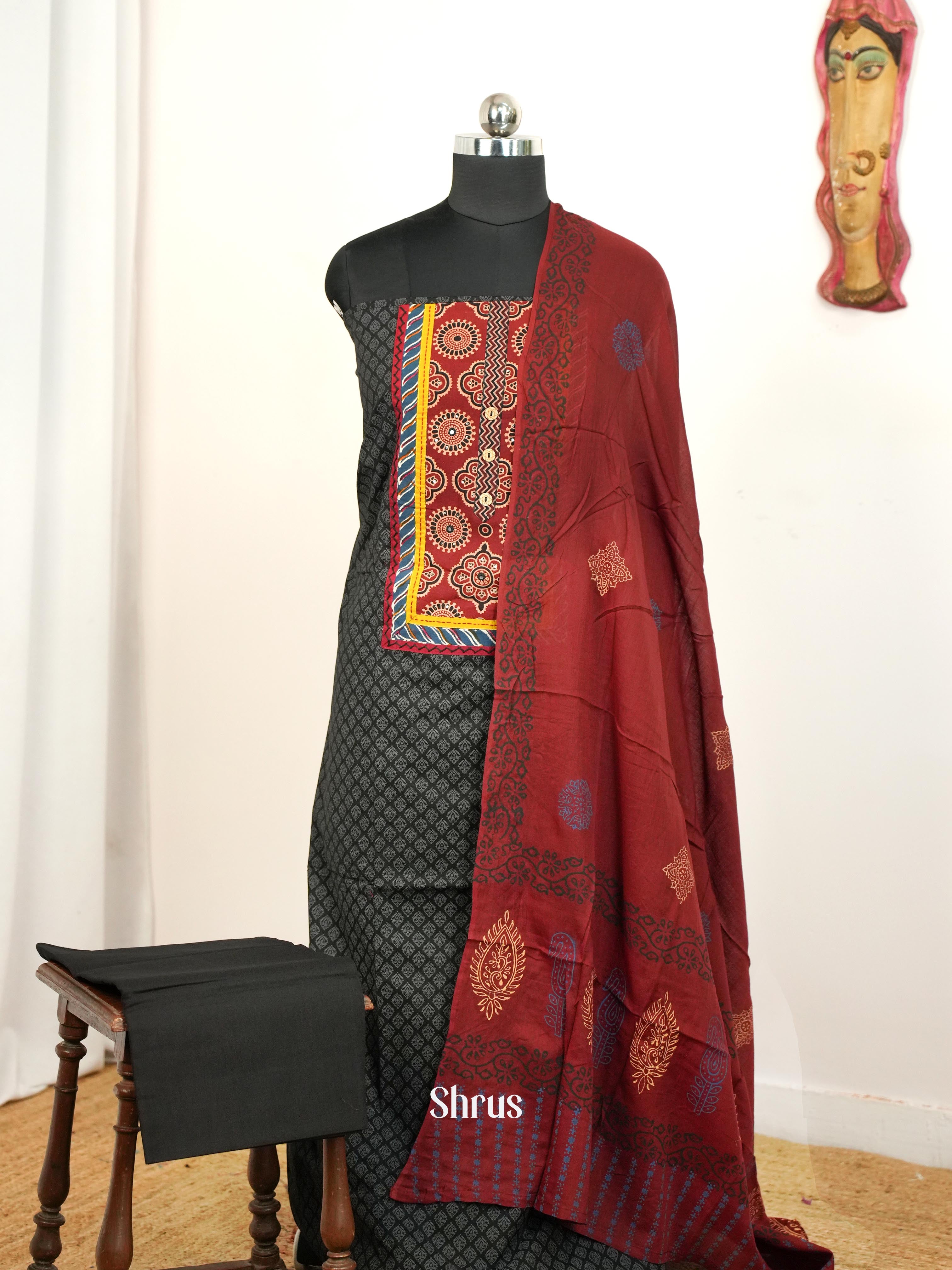 Black & Red - Ajrakh Salwar - Shop on Shrus.com