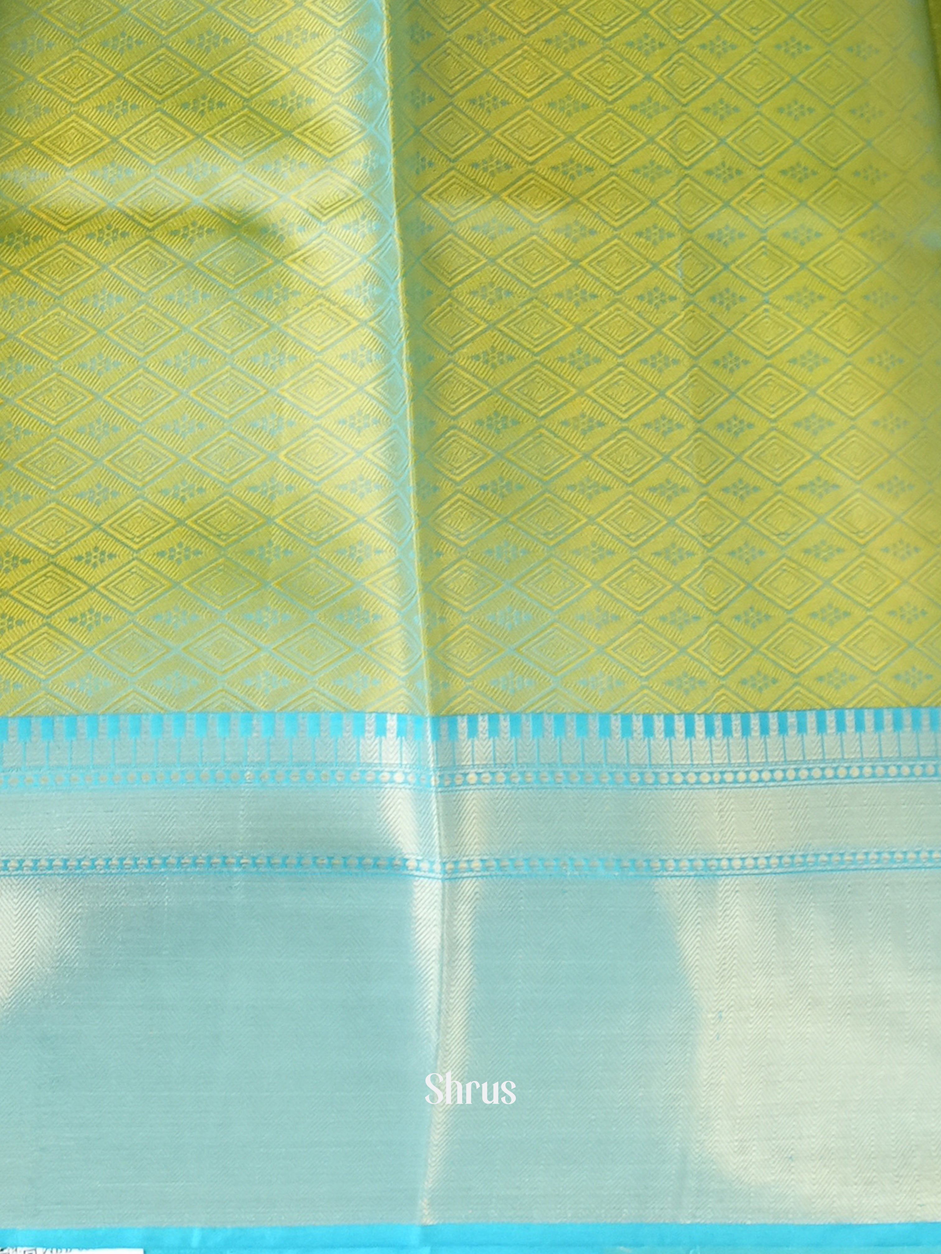 Lime Green & Teal - Tanchoi Saree - Shop on Shrus.com