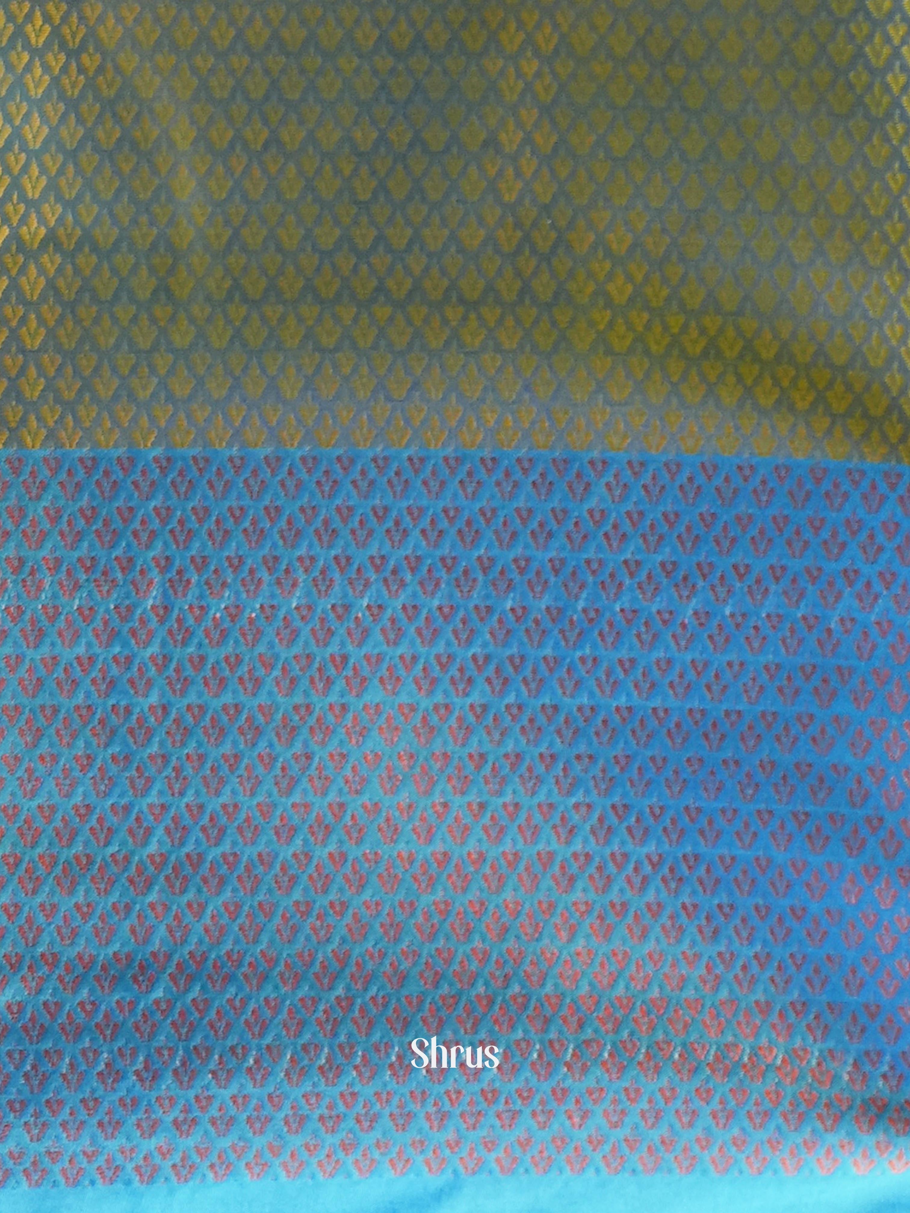 Lime Green & Blue - Tanchoi Saree - Shop on Shrus.com