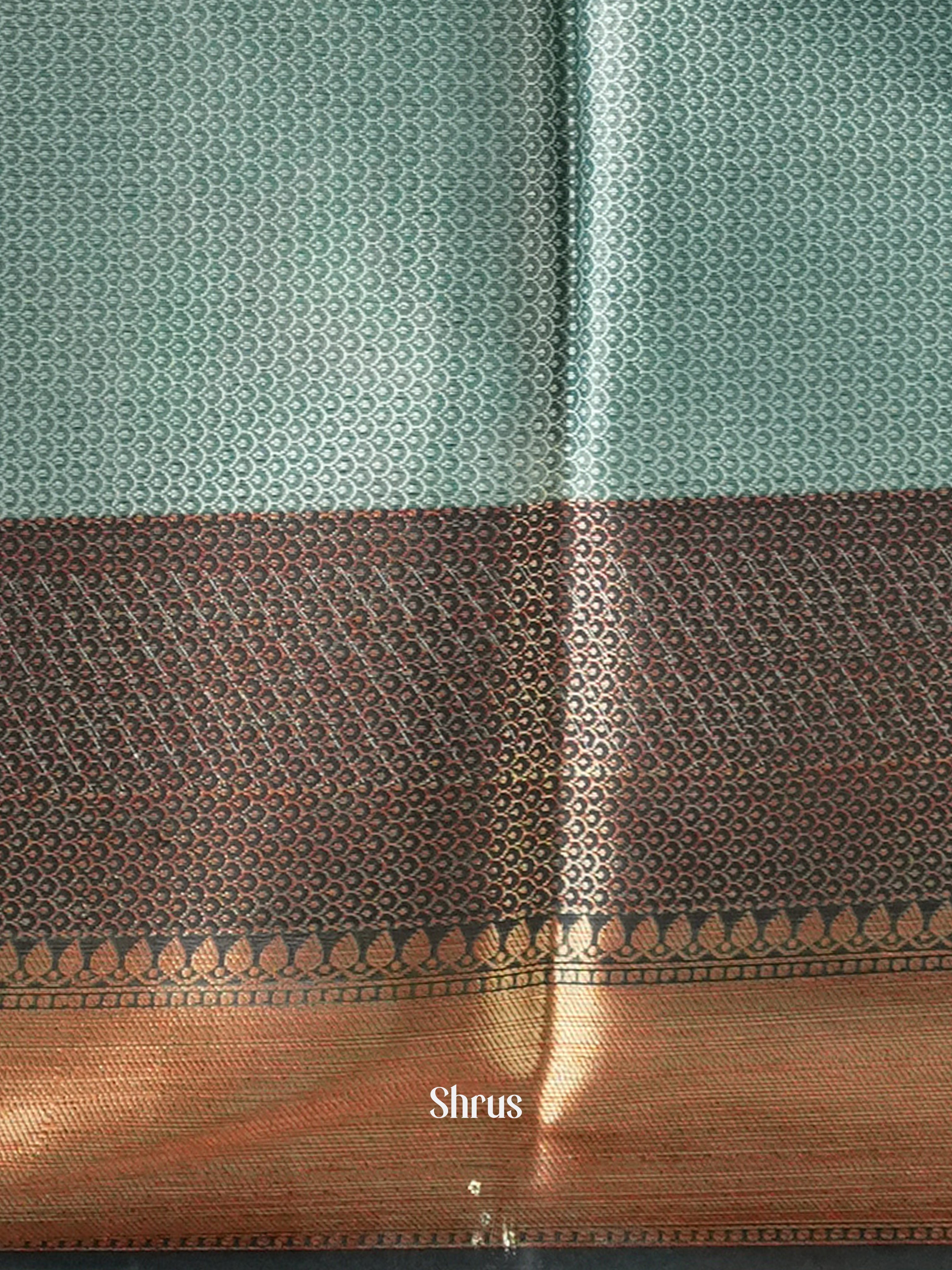 Aqua Green & Green - Tanchoi Saree - Shop on Shrus.com