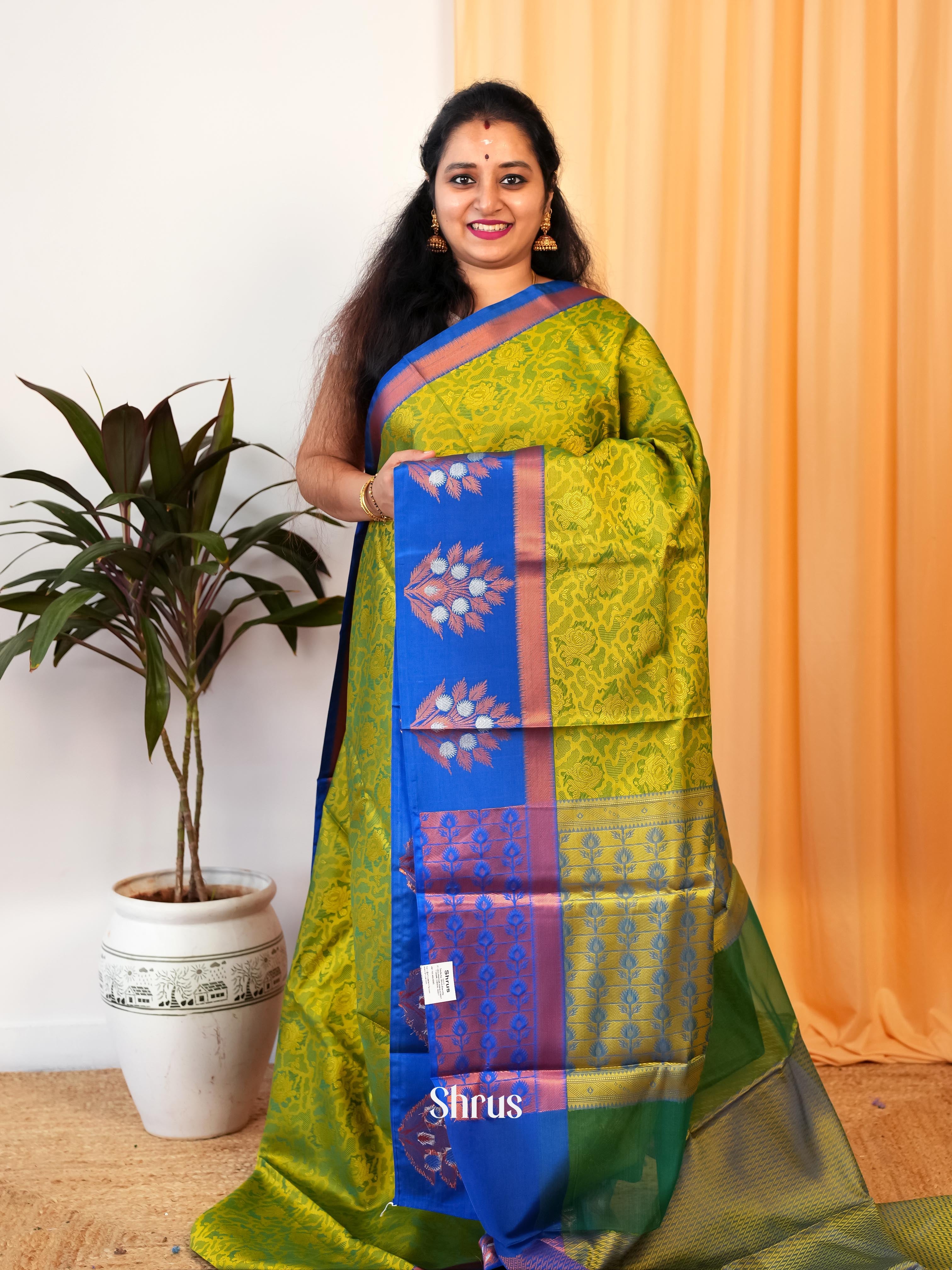 Green & Blue - Tanchoi Saree - Shop on Shrus.com