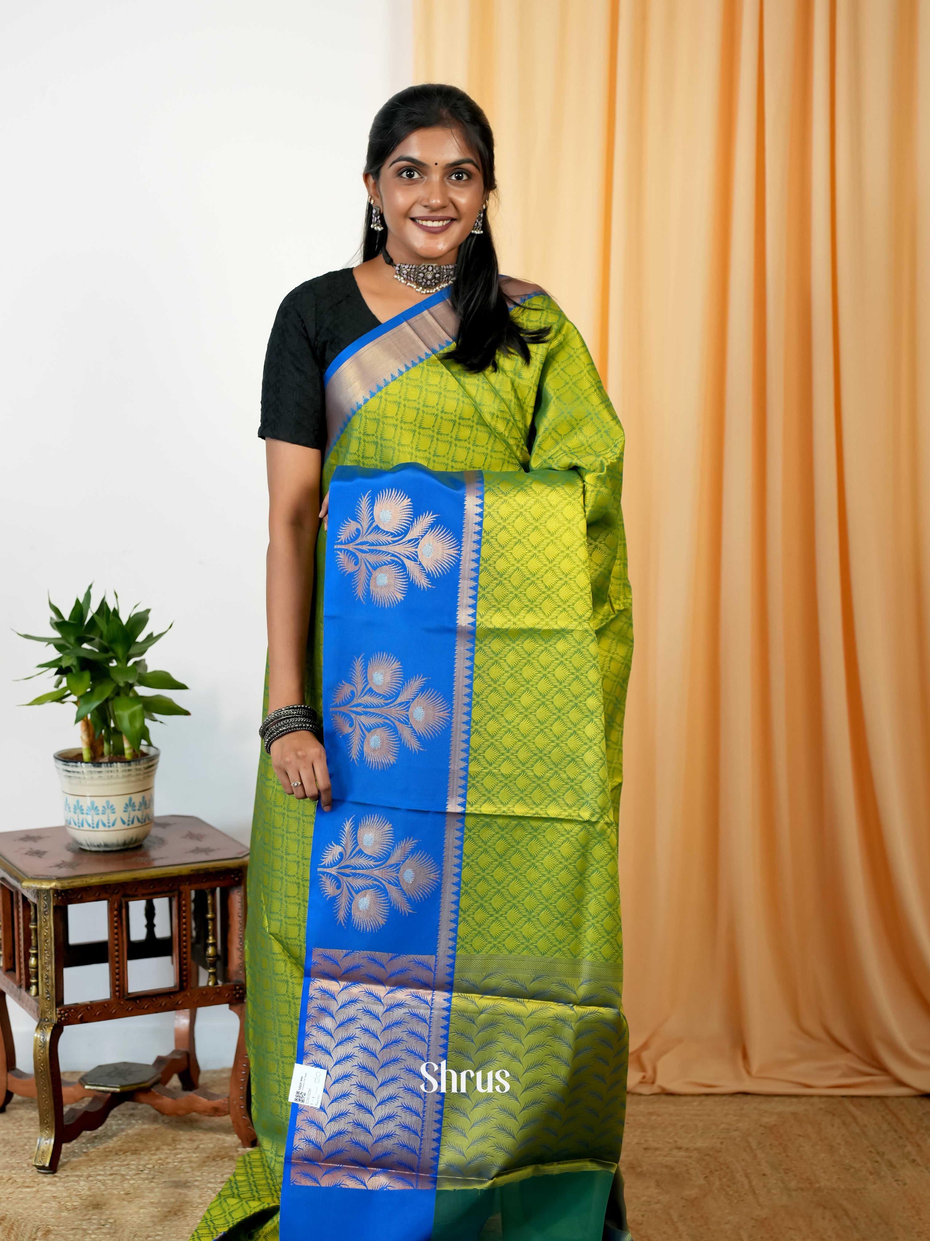 Green & Blue- Tanchoi Saree - Shop on Shrus.com