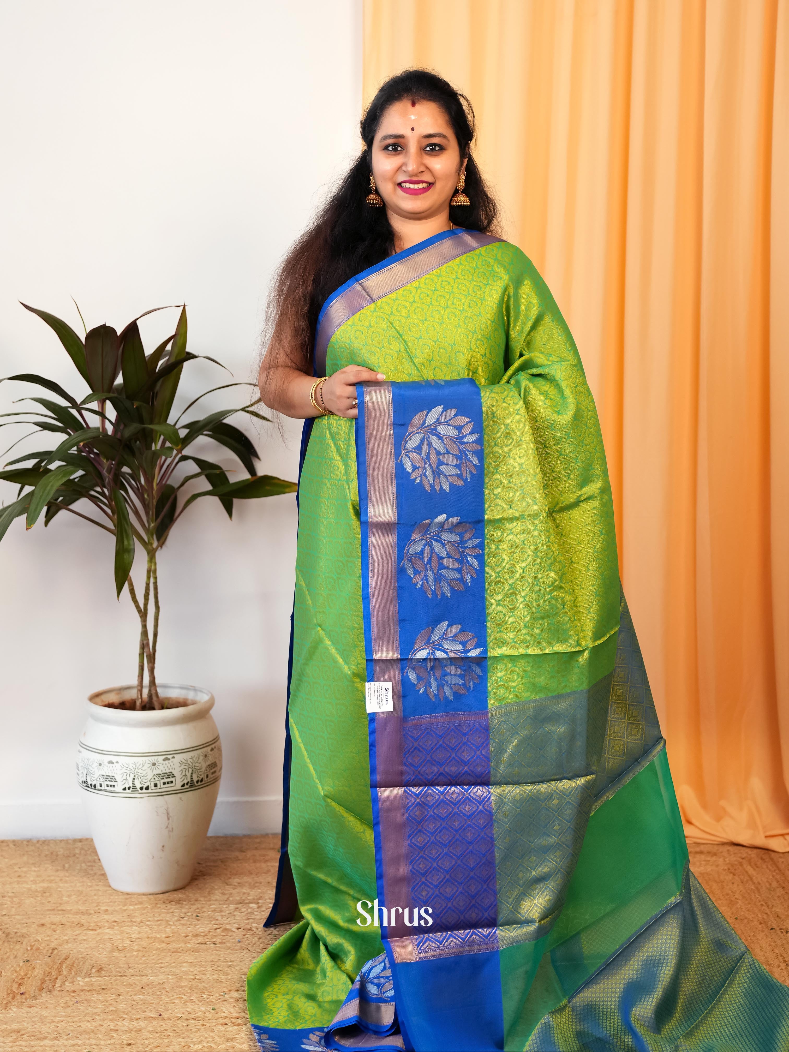 Green & Blue - Tanchoi Saree - Shop on Shrus.com