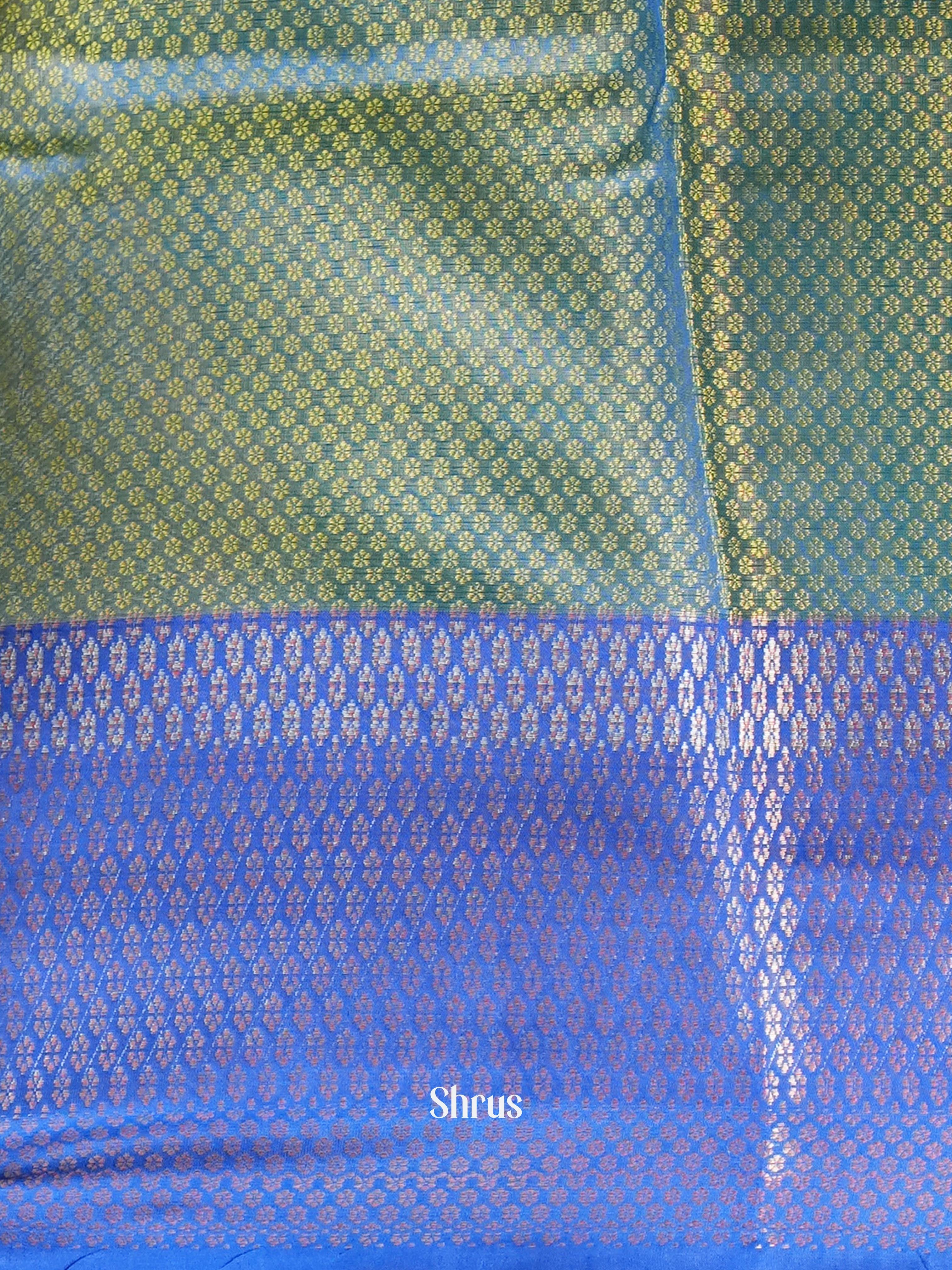 Lite Green & Blue - Tanchoi Saree - Shop on Shrus.com