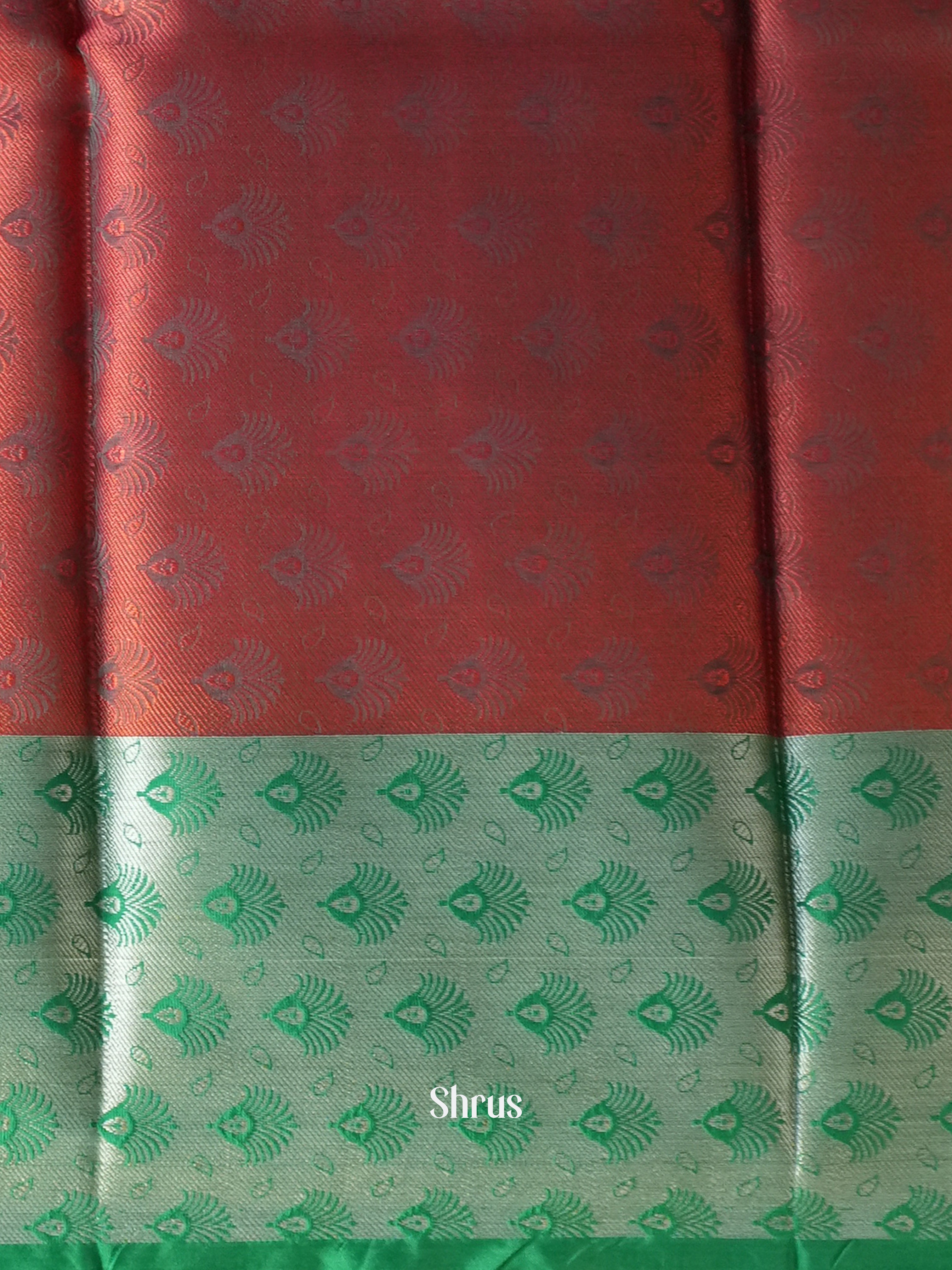 Red & Green- Tanchoi Saree - Shop on Shrus.com