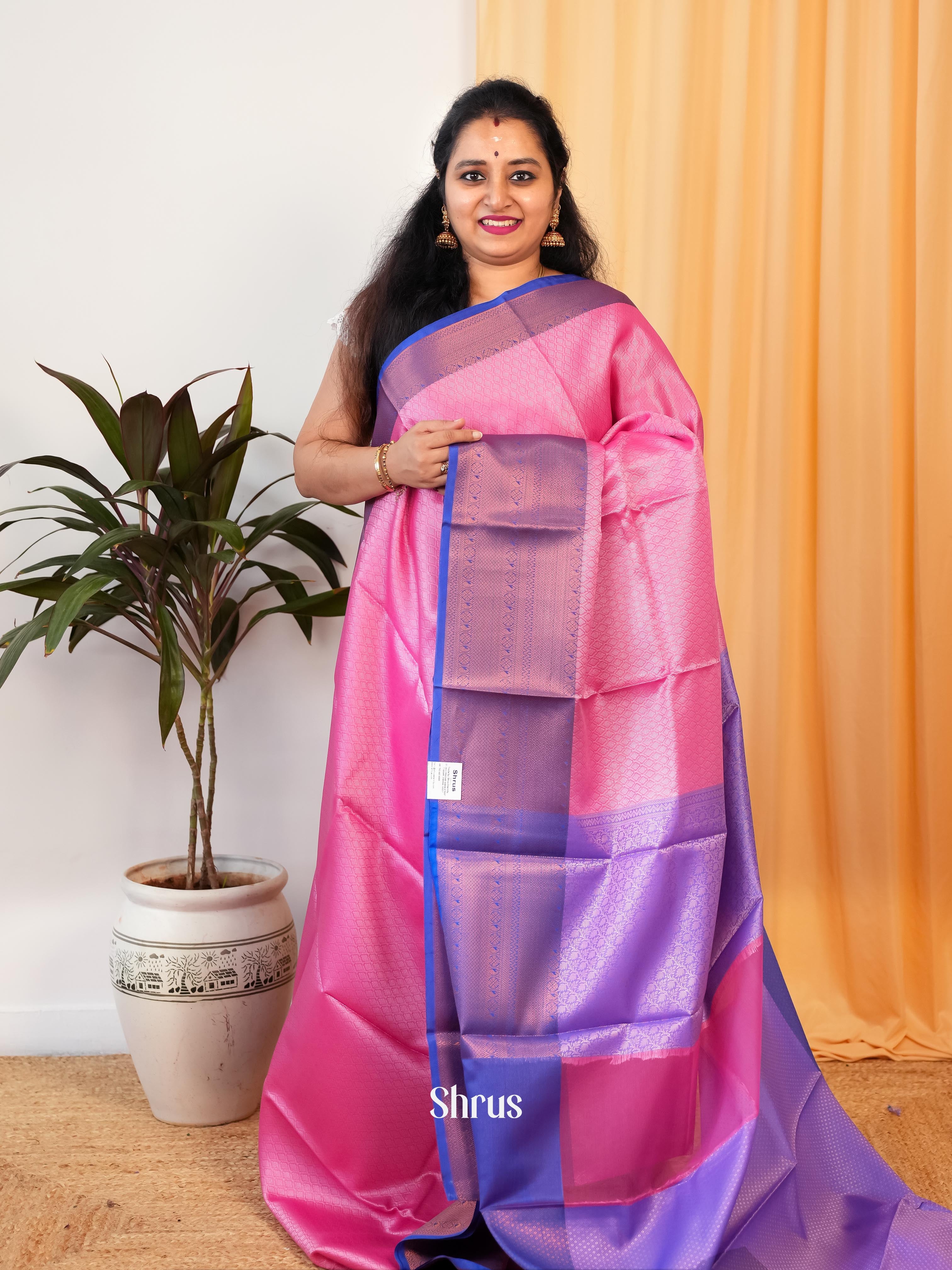 Pink & Purple - Tanchoi Saree - Shop on Shrus.com
