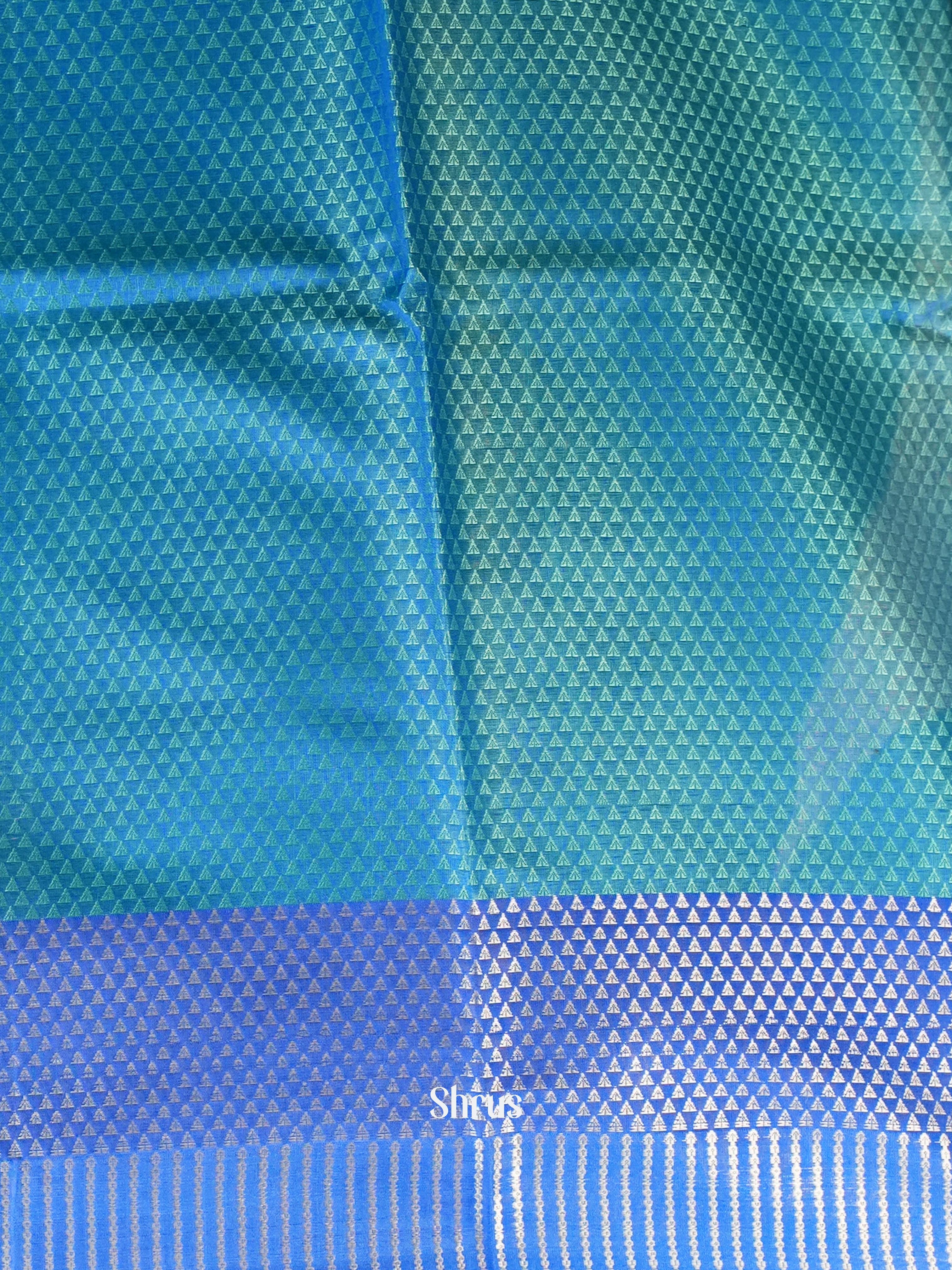 Aqua & Blue - Tanchoi Saree - Shop on Shrus.com