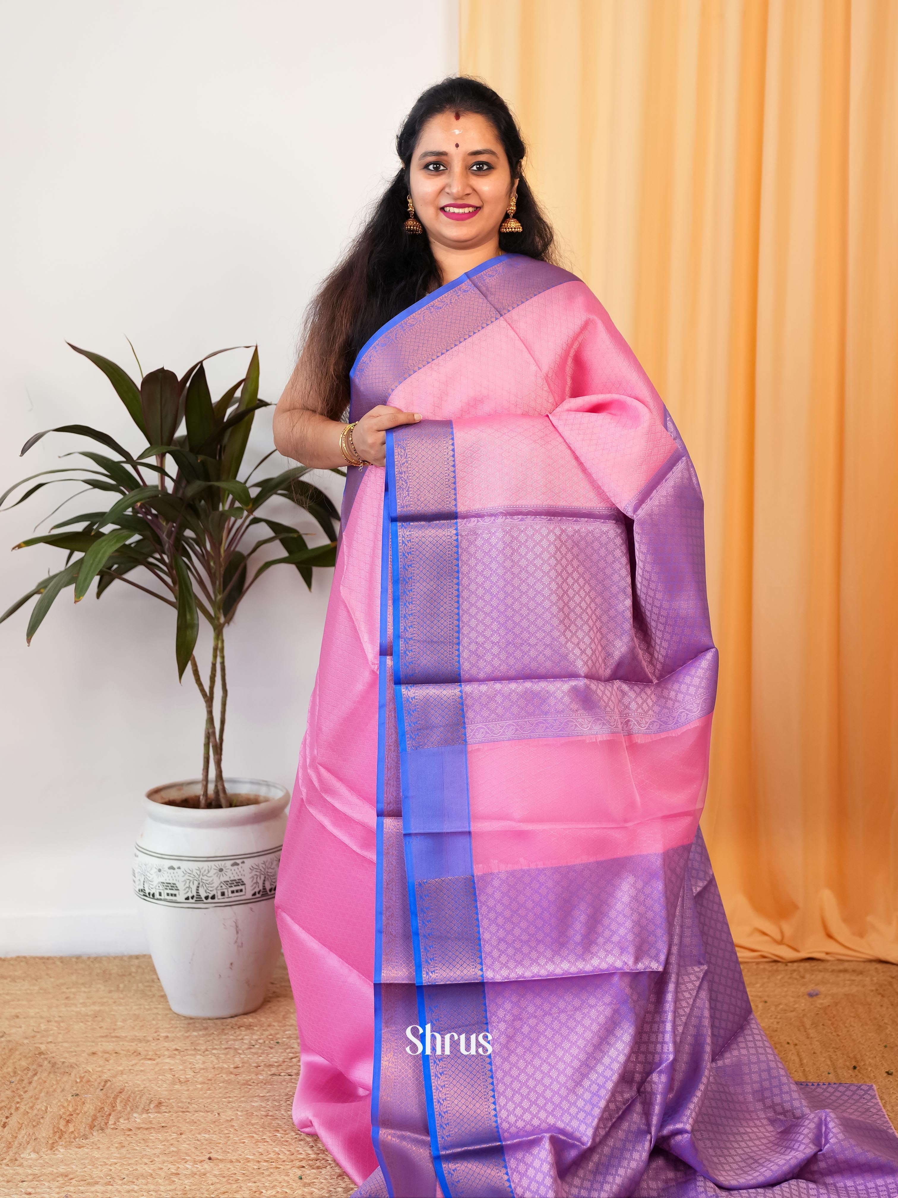 Pink & Purple - Tanchoi Saree - Shop on Shrus.com