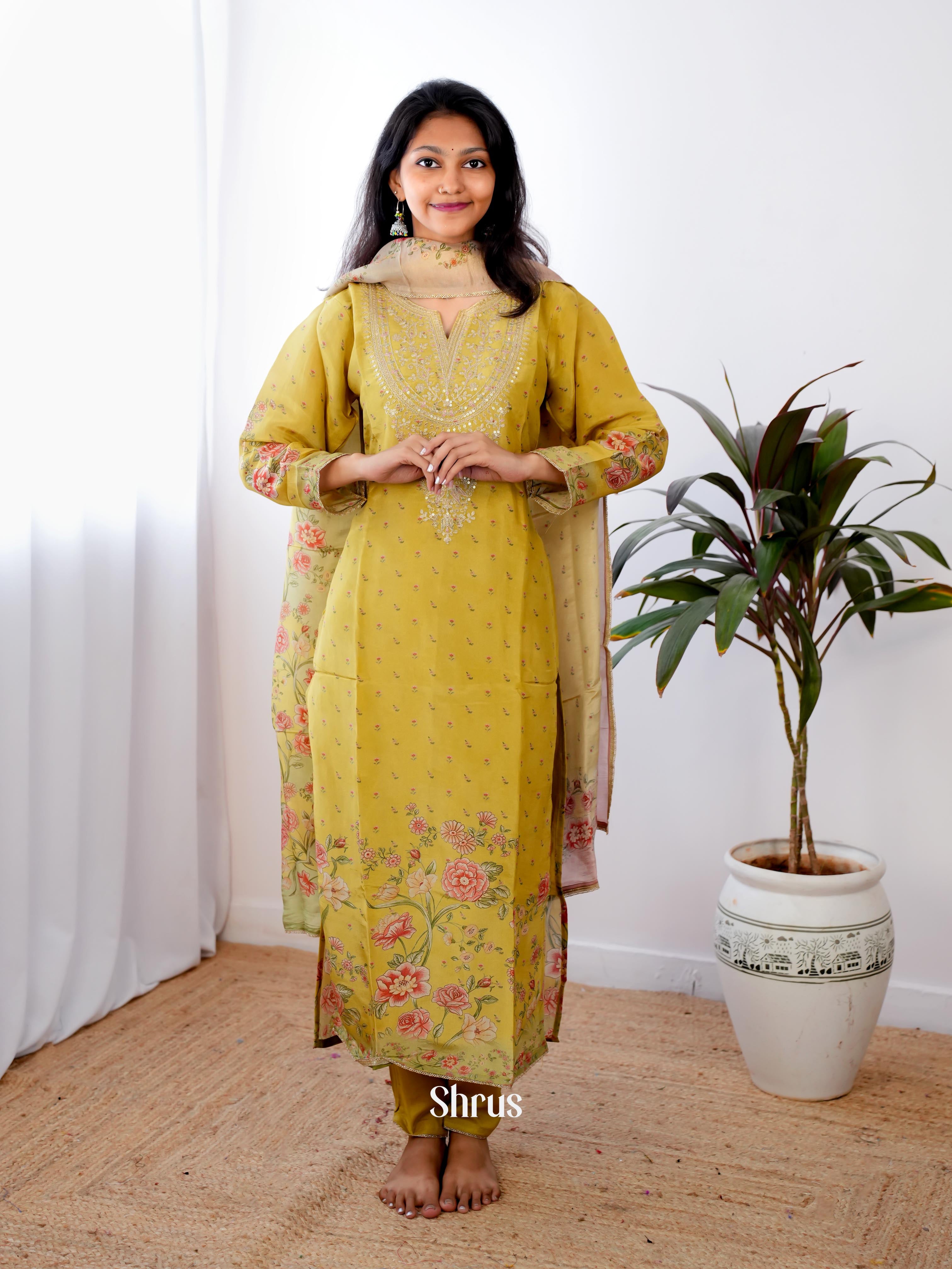 Green -3pc Festive Readymade Suits - Shop on Shrus.com