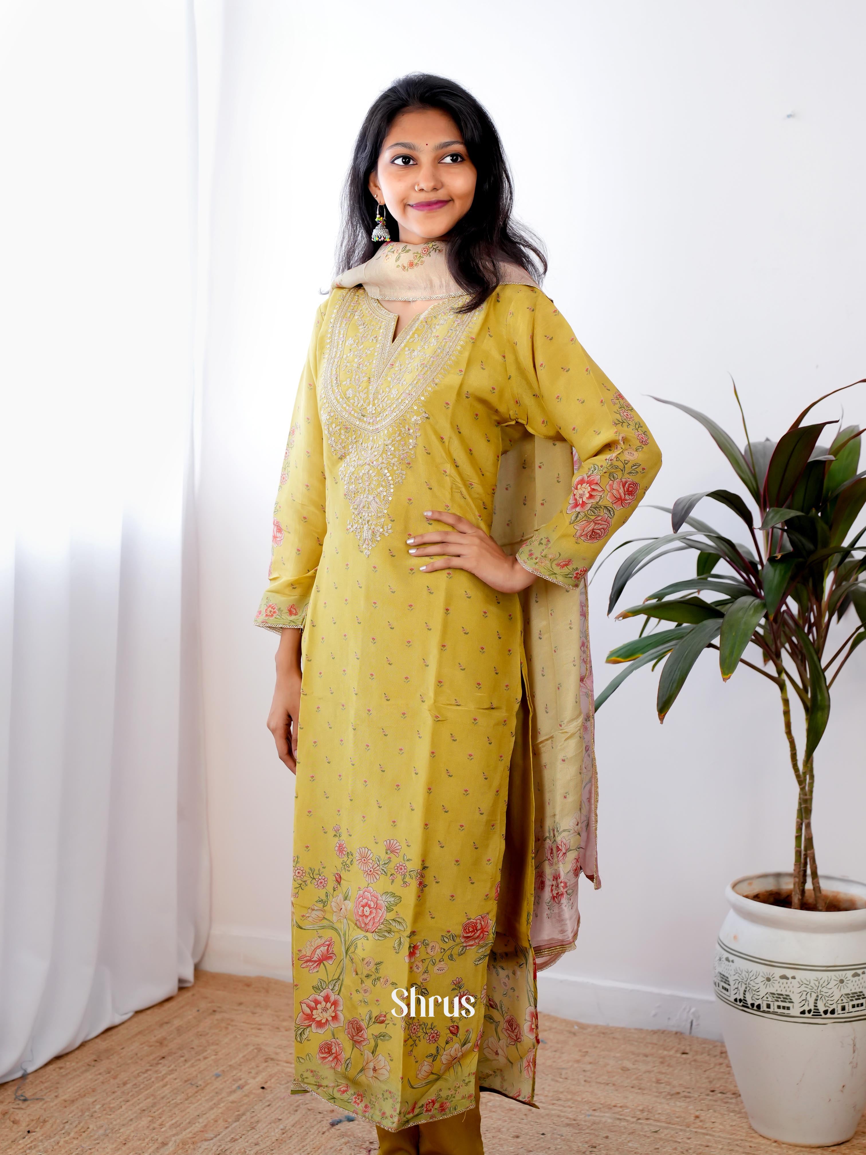 Green -3pc Festive Readymade Suits - Shop on Shrus.com