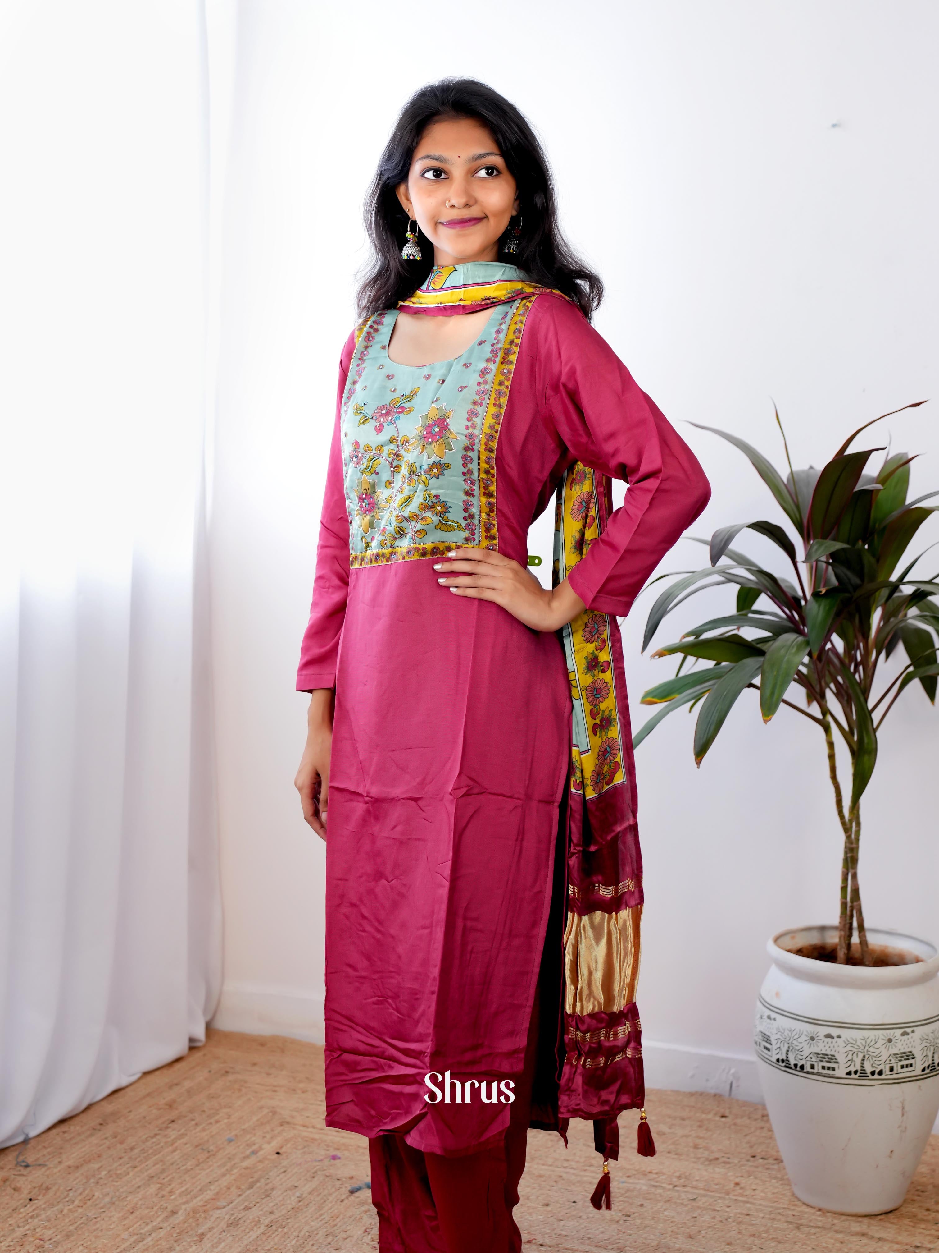 Purple & Blue- Readymade Suits - Shop on Shrus.com