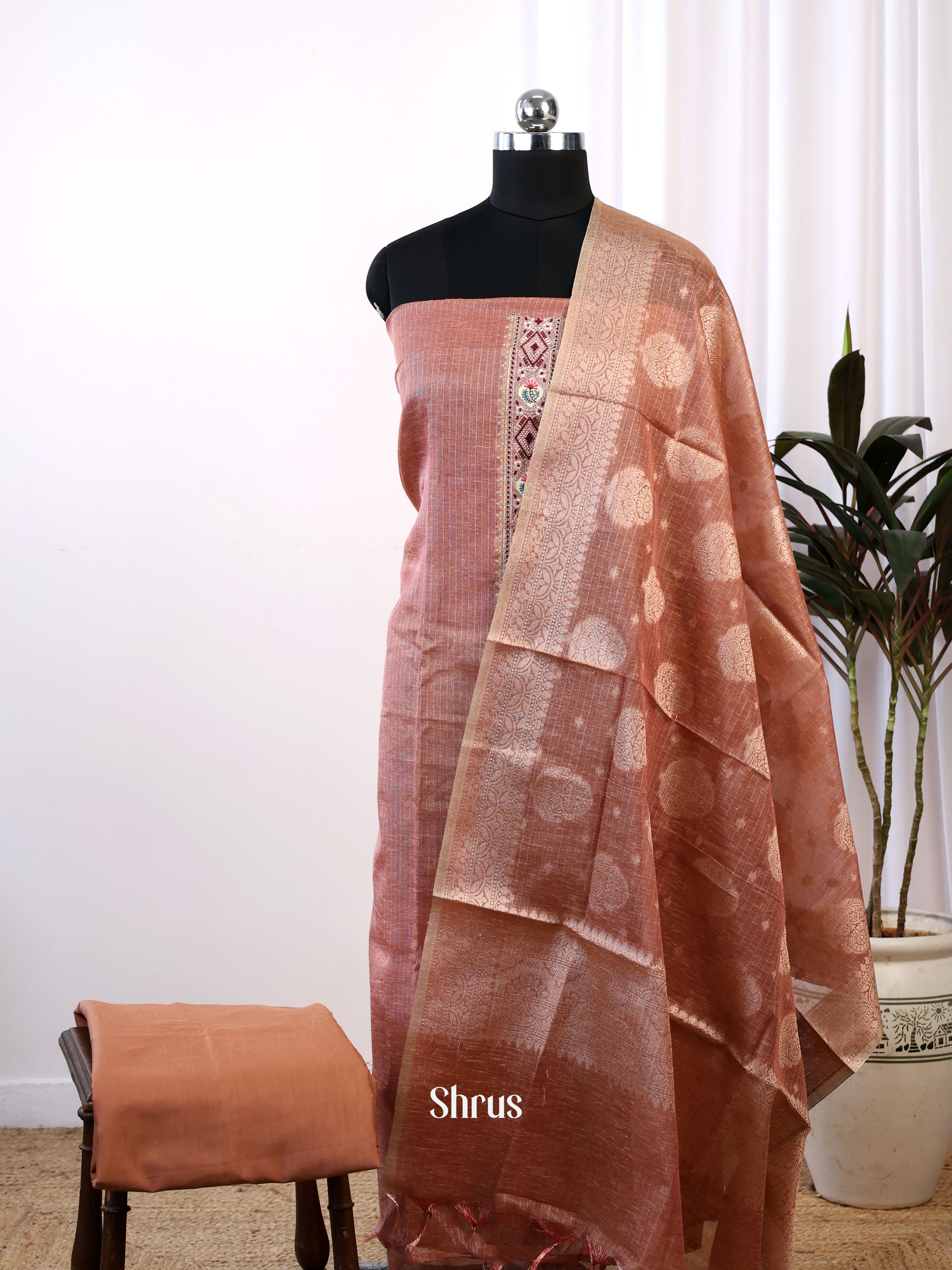 Brown - Chanderi salwar - Shop on Shrus.com