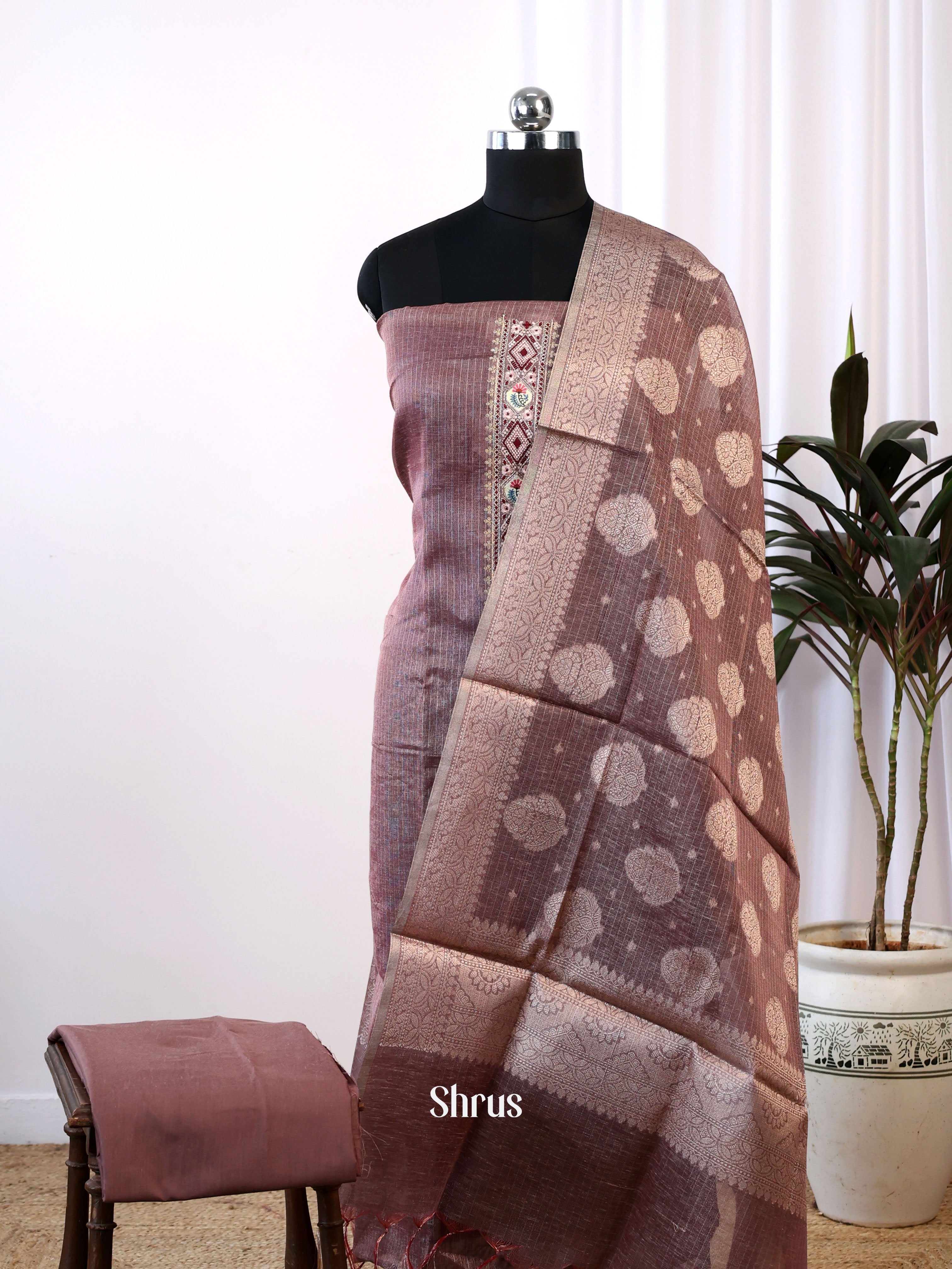 Brown - Chanderi salwar - Shop on Shrus.com
