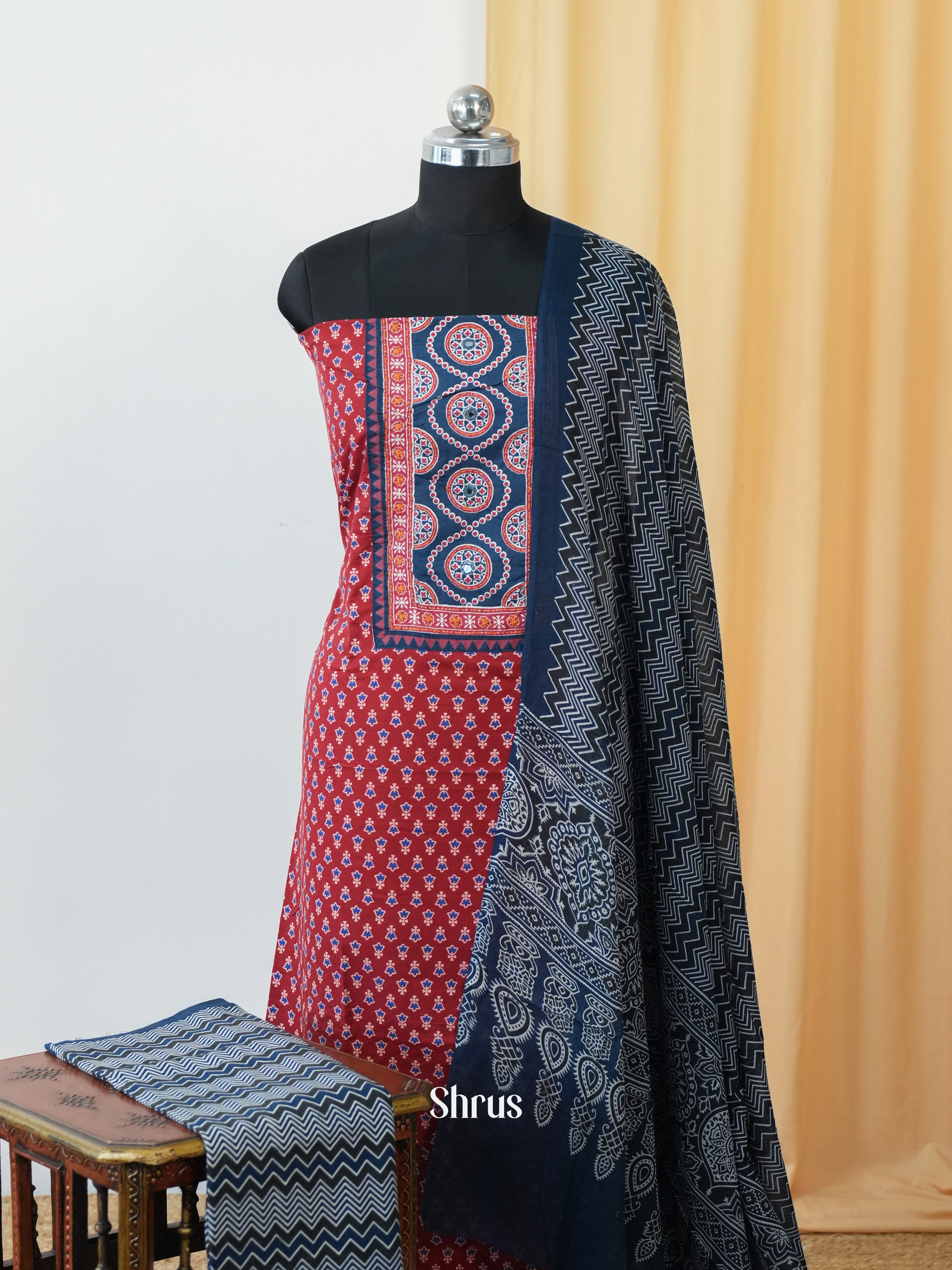 Red & Blue - Ajrakh Salwar - Shop on Shrus.com