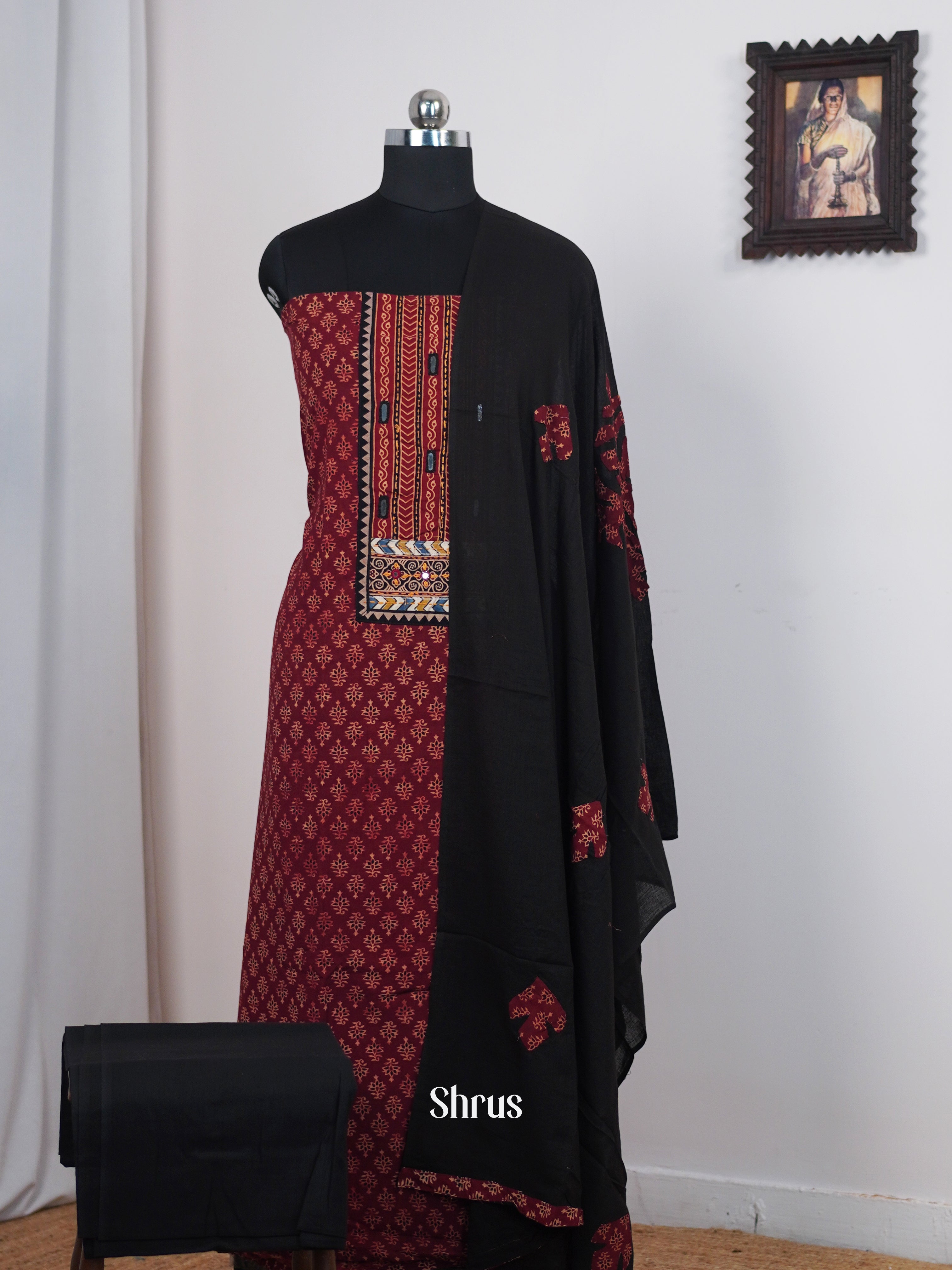 Maroon & Black - Ajrakh Salwar - Shop on Shrus.com