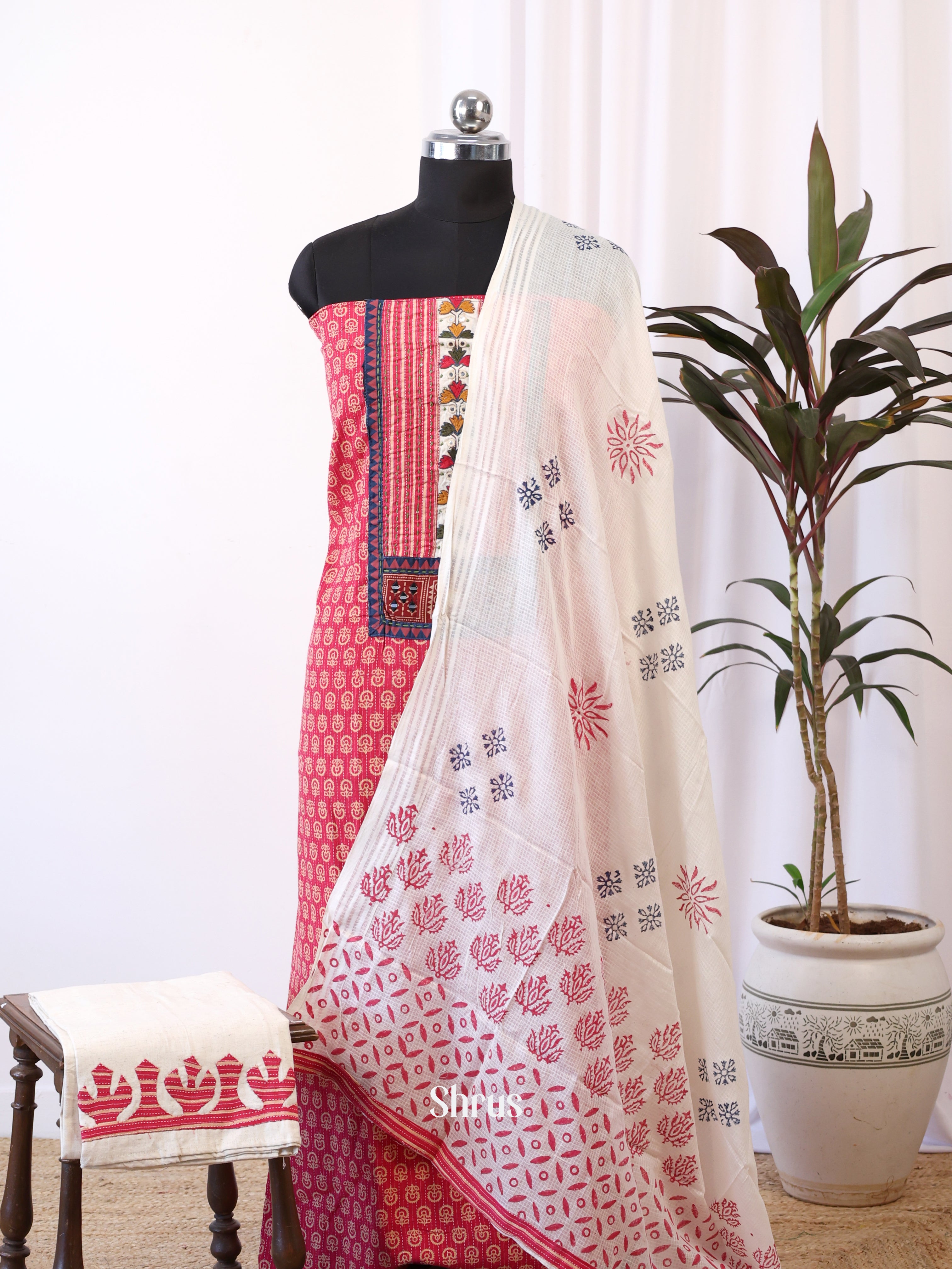 Red & Cream - Ajrakh Salwar - Shop on Shrus.com