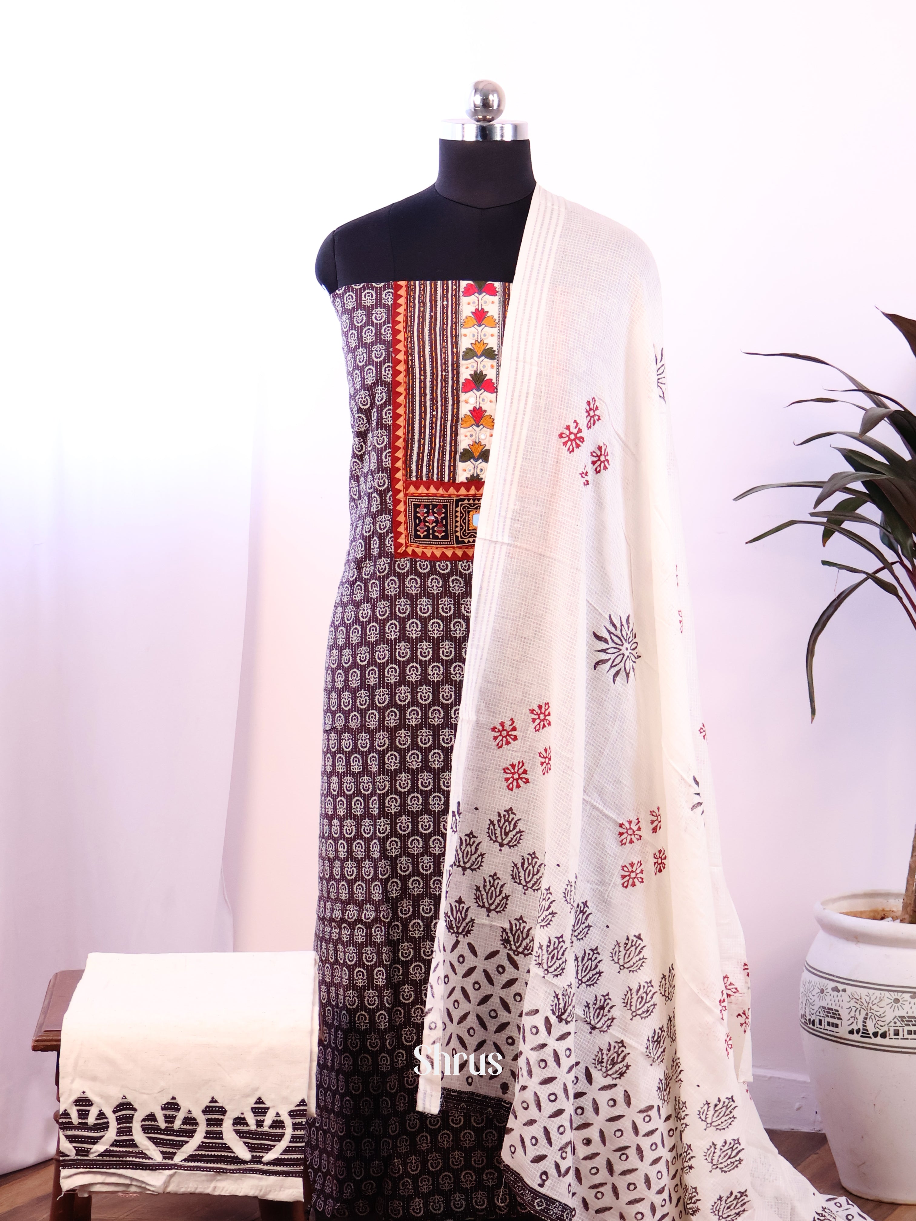 Black & Cream - Ajrakh Salwar - Shop on Shrus.com