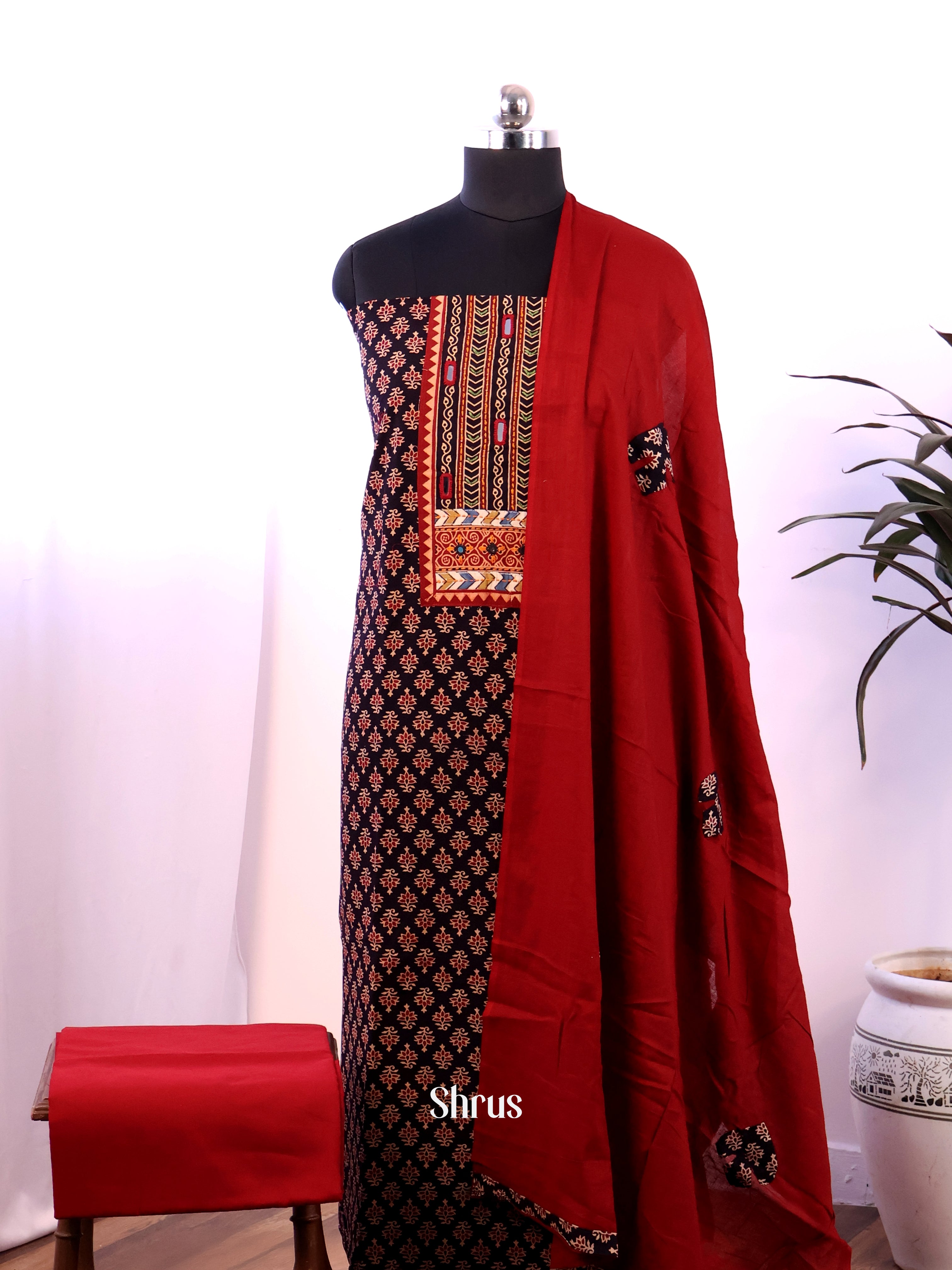 Black & Red- Ajrakh Salwar - Shop on Shrus.com