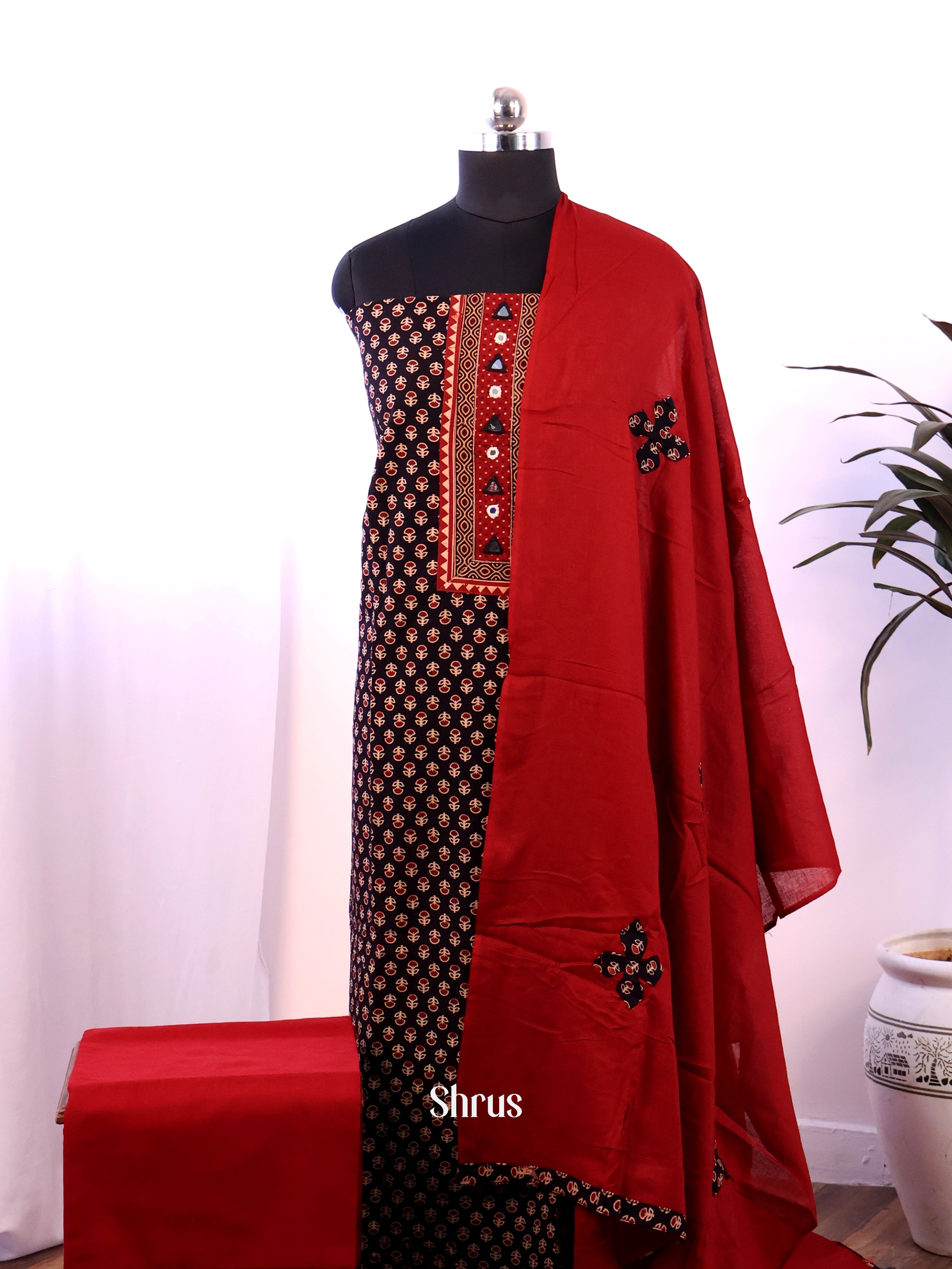 Black & Red - Ajrakh Salwar - Shop on Shrus.com