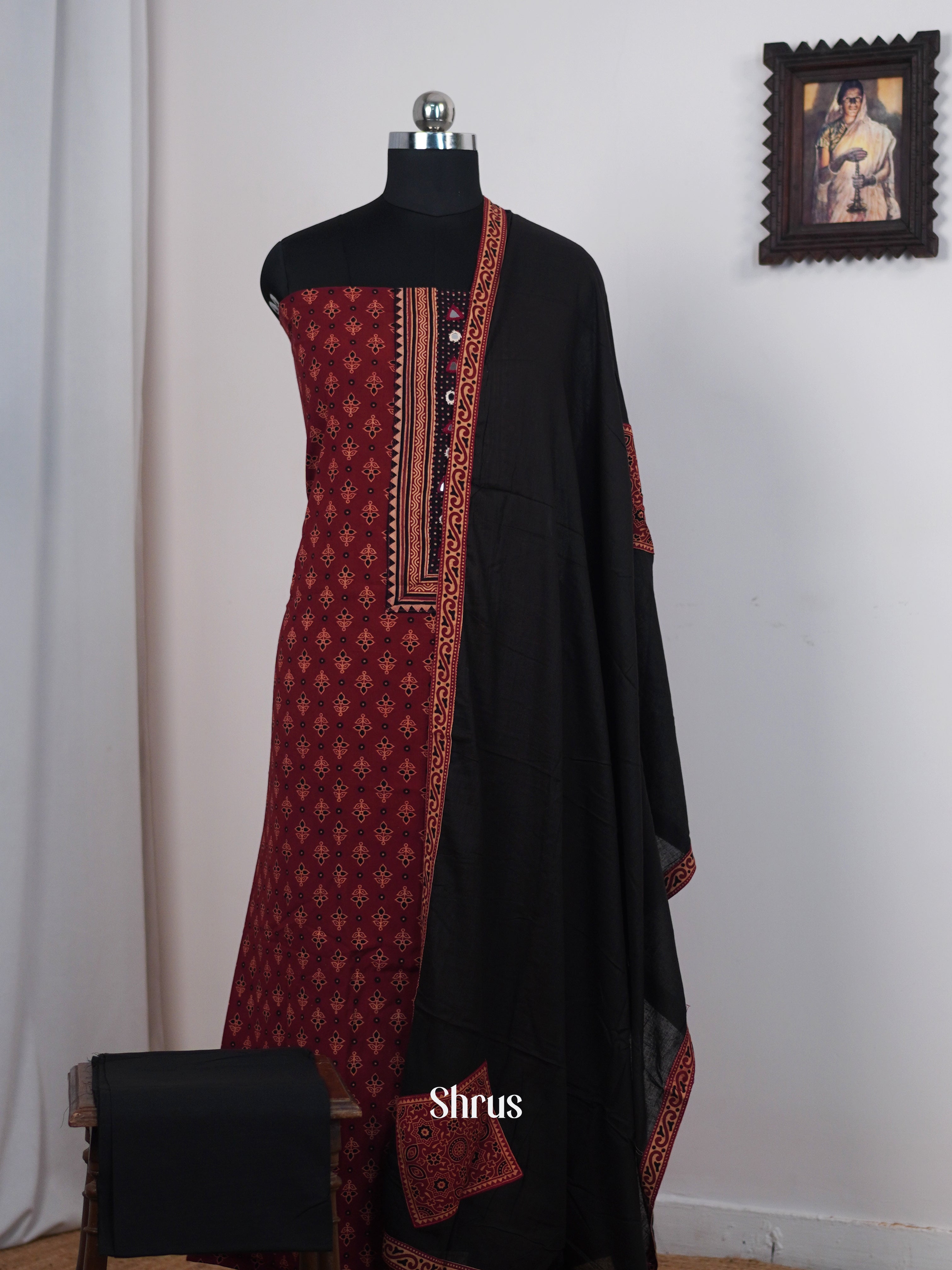 Maroon & Black - Ajrakh Salwar - Shop on Shrus.com