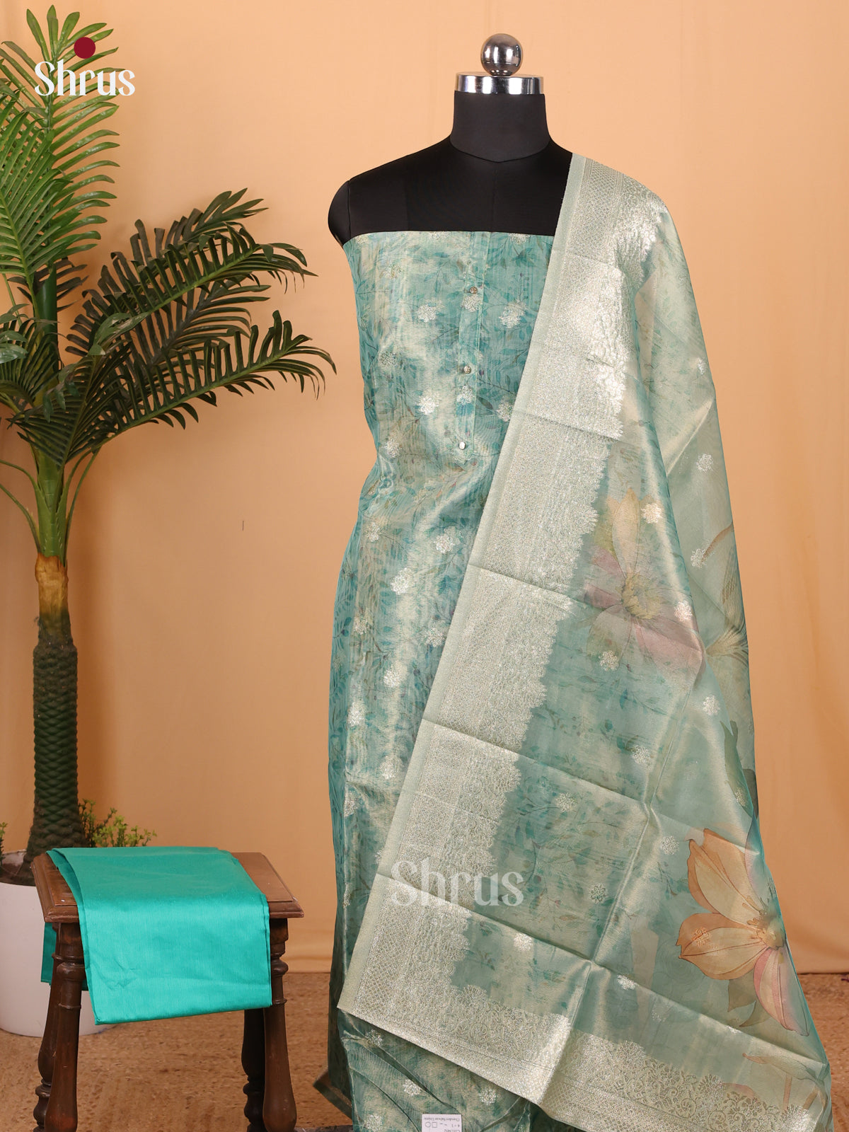 Teal - Chanderi Salwar - Shop on Shrus.com