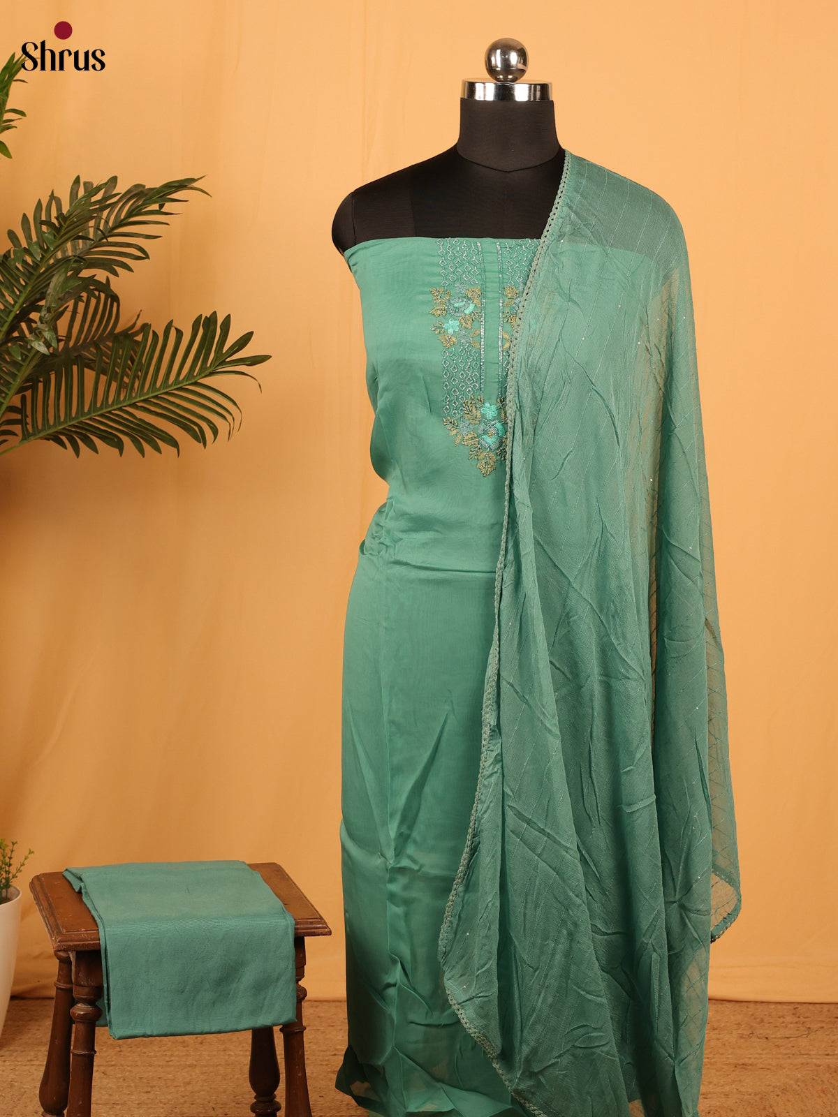 Green- Georgette Salwar - Shop on Shrus.com