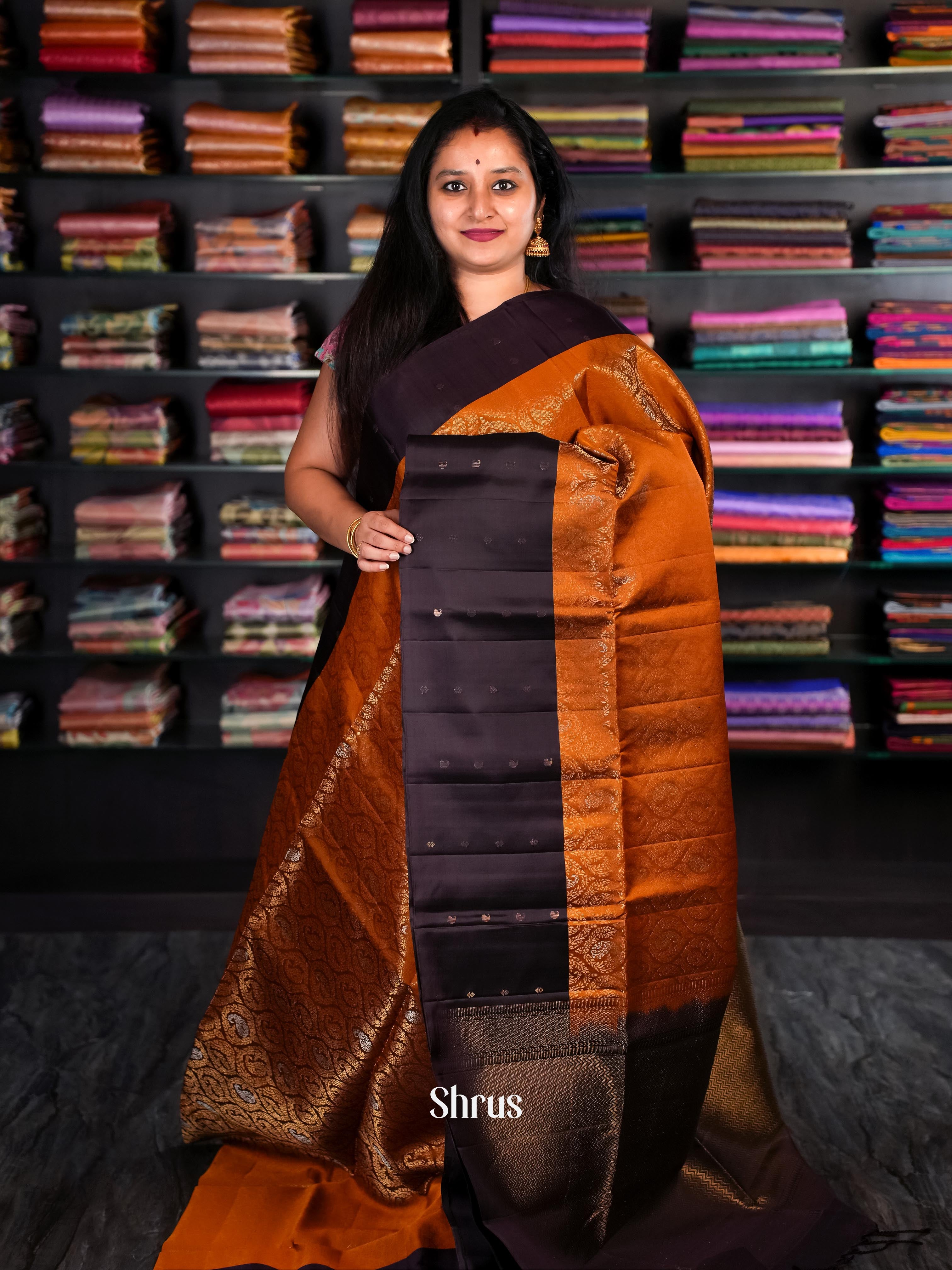 Honey & Brown- Soft Silk Saree - Shop on Shrus.com