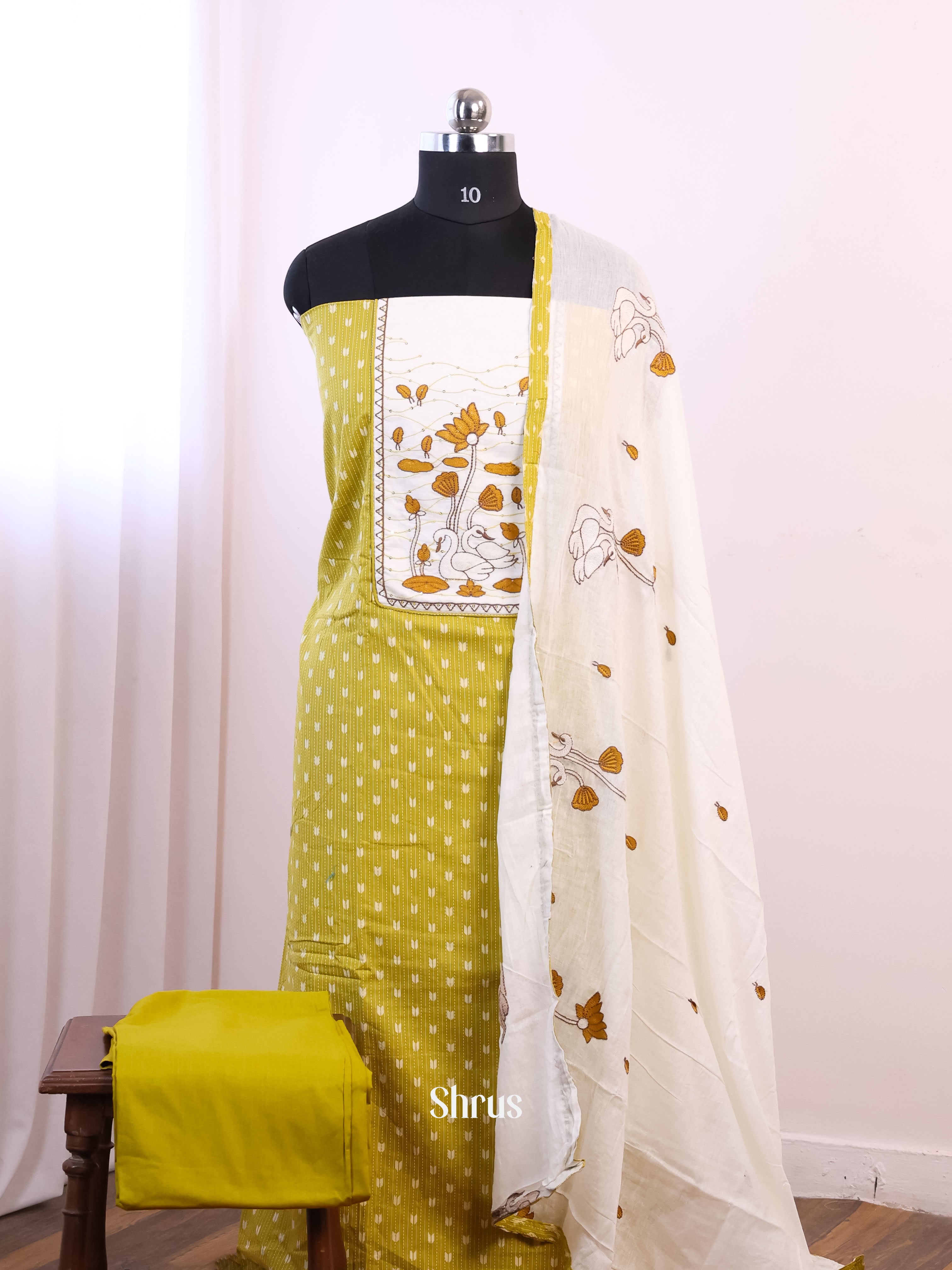 Green & Cream - Cotton salwar - Shop on Shrus.com