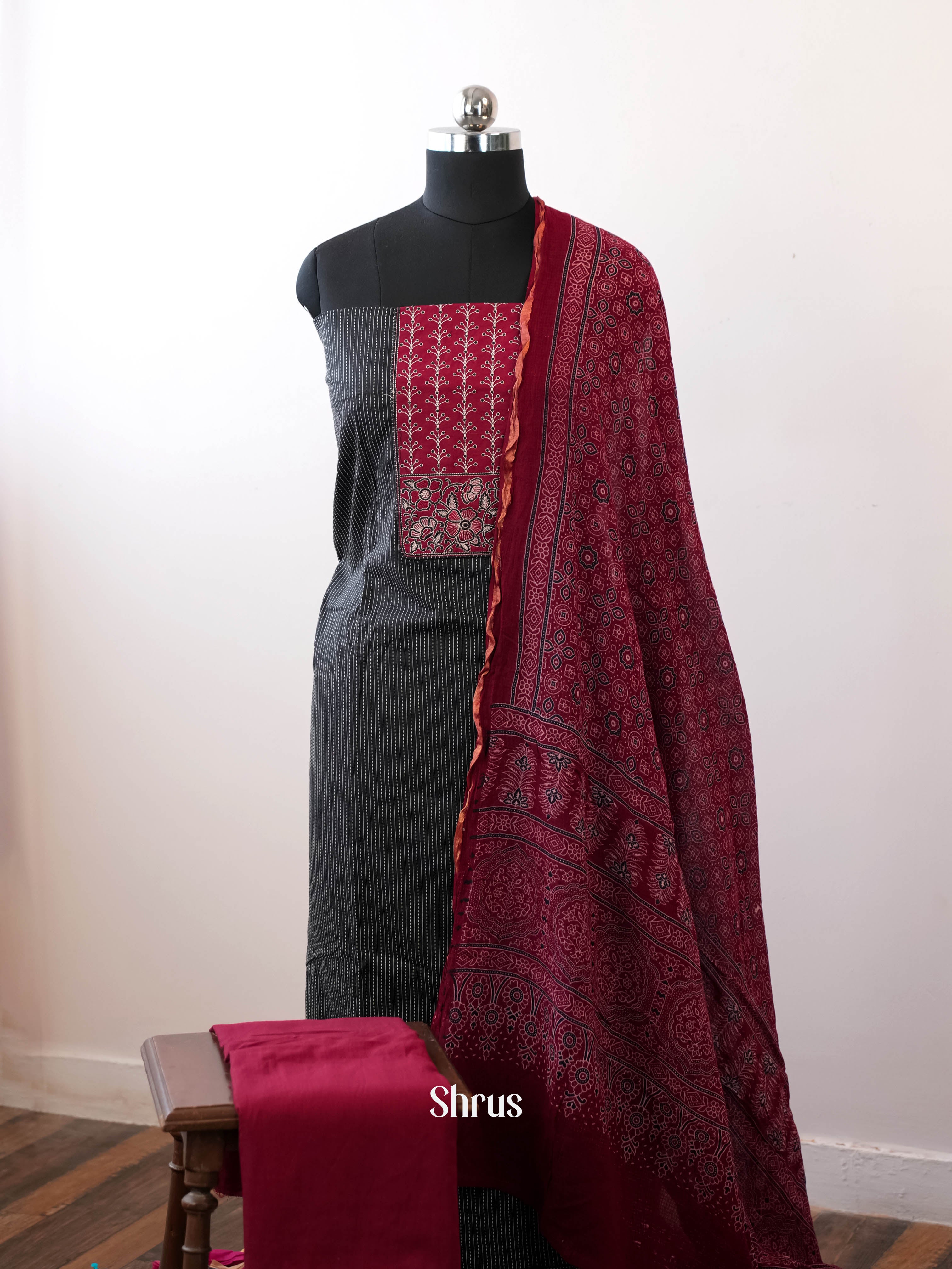 Black & Maroon- Cotton salwar - Shop on Shrus.com