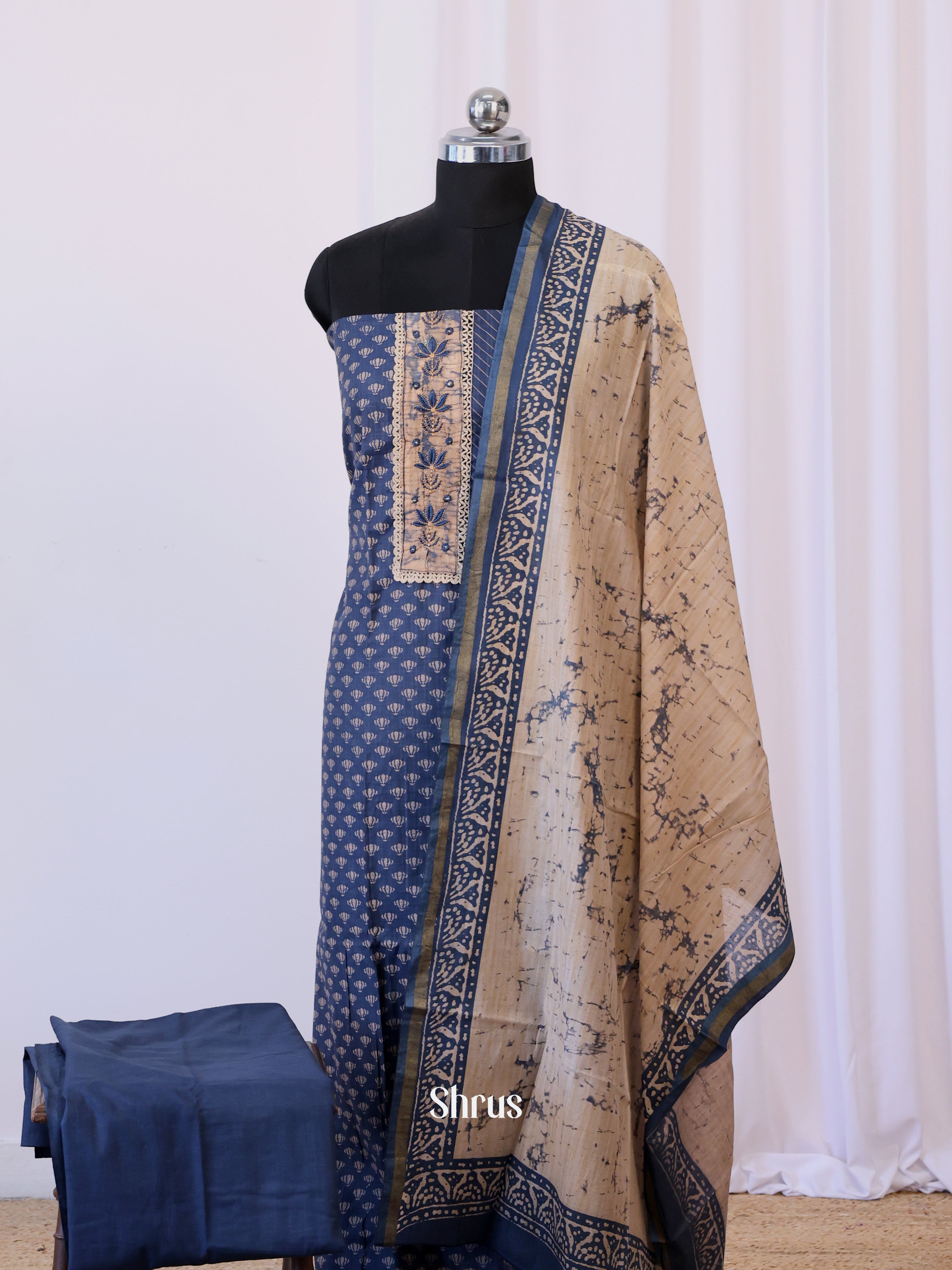 blue & Beige- Cotton salwar - Shop on Shrus.com