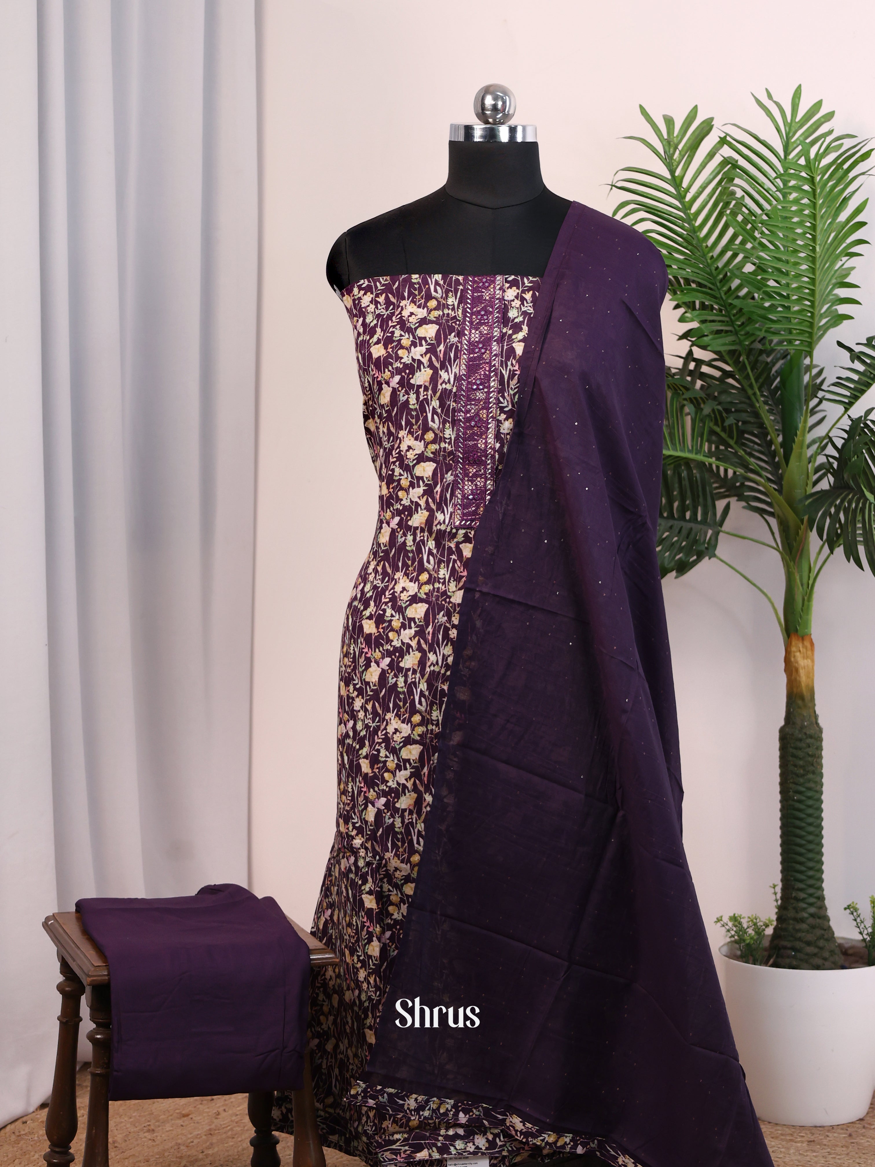 Purple- Cotton salwar - Shop on Shrus.com