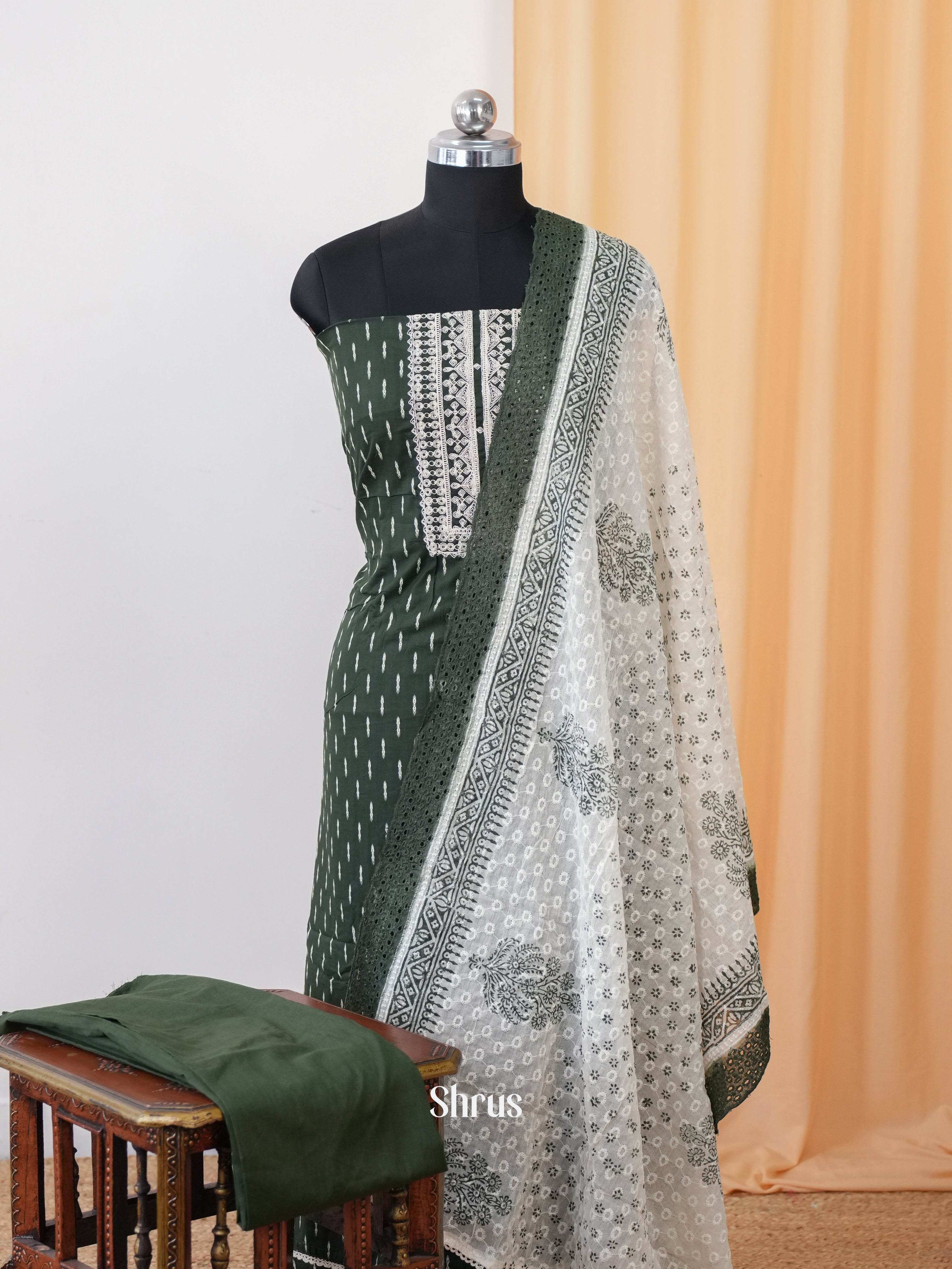 Green & Cream - Cotton salwar - Shop on Shrus.com