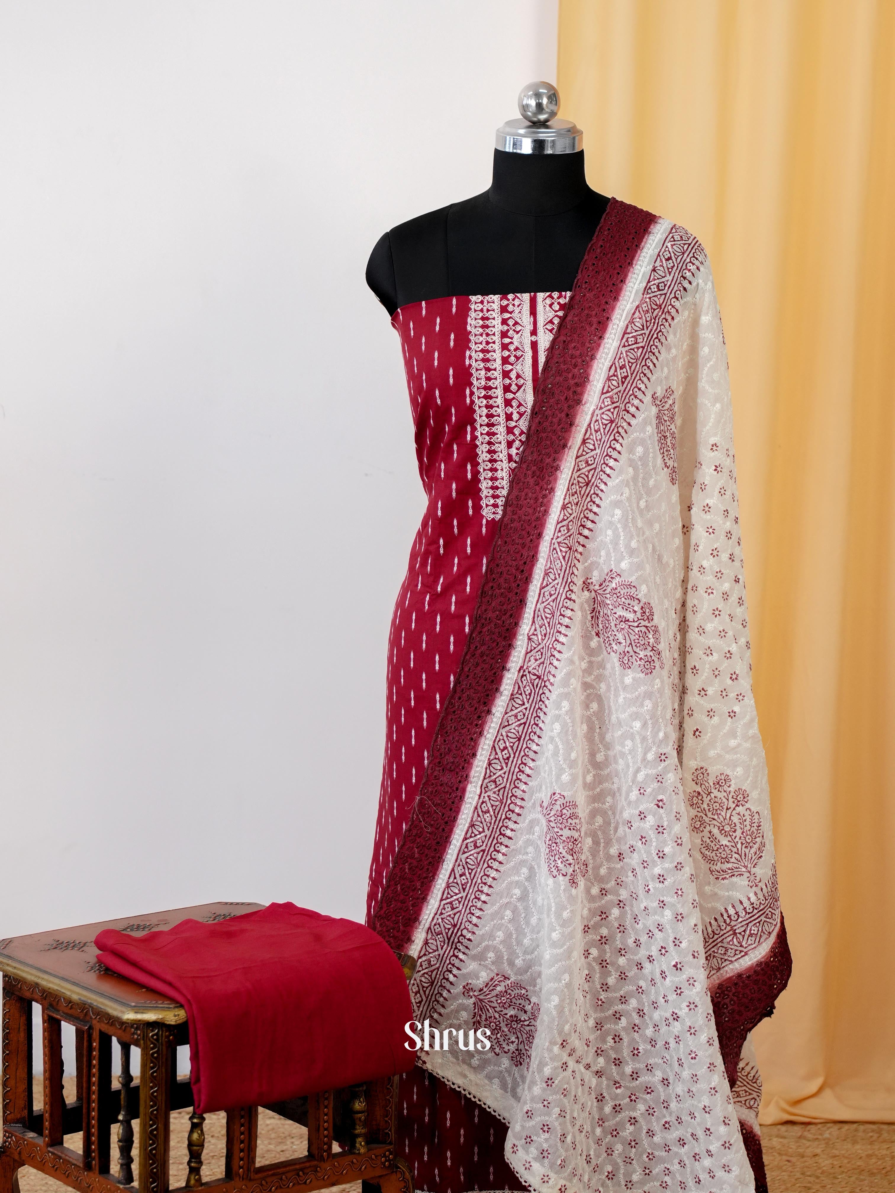 Red & Cream - Cotton salwar - Shop on Shrus.com
