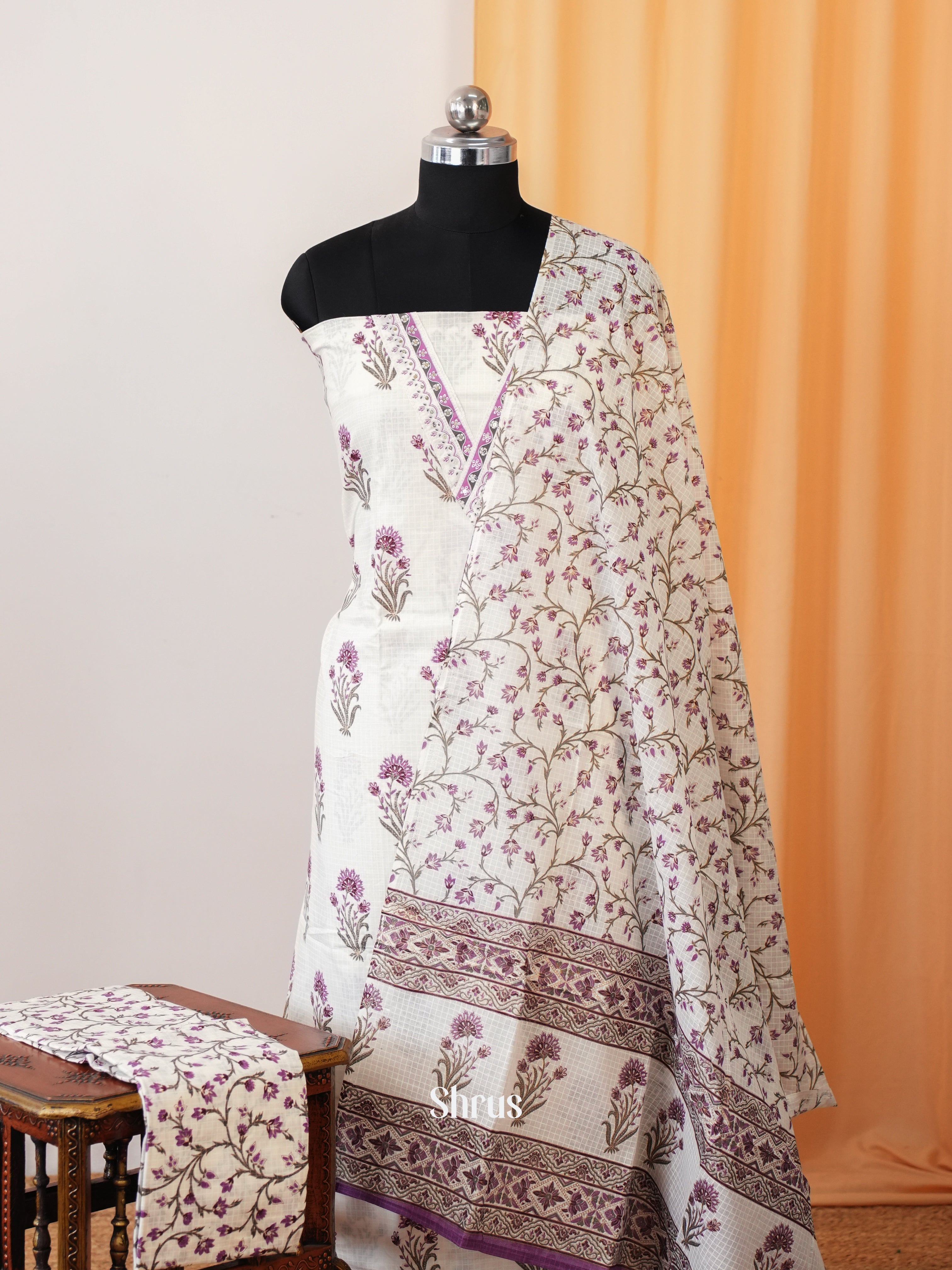 Cream- Cotton salwar - Shop on Shrus.com