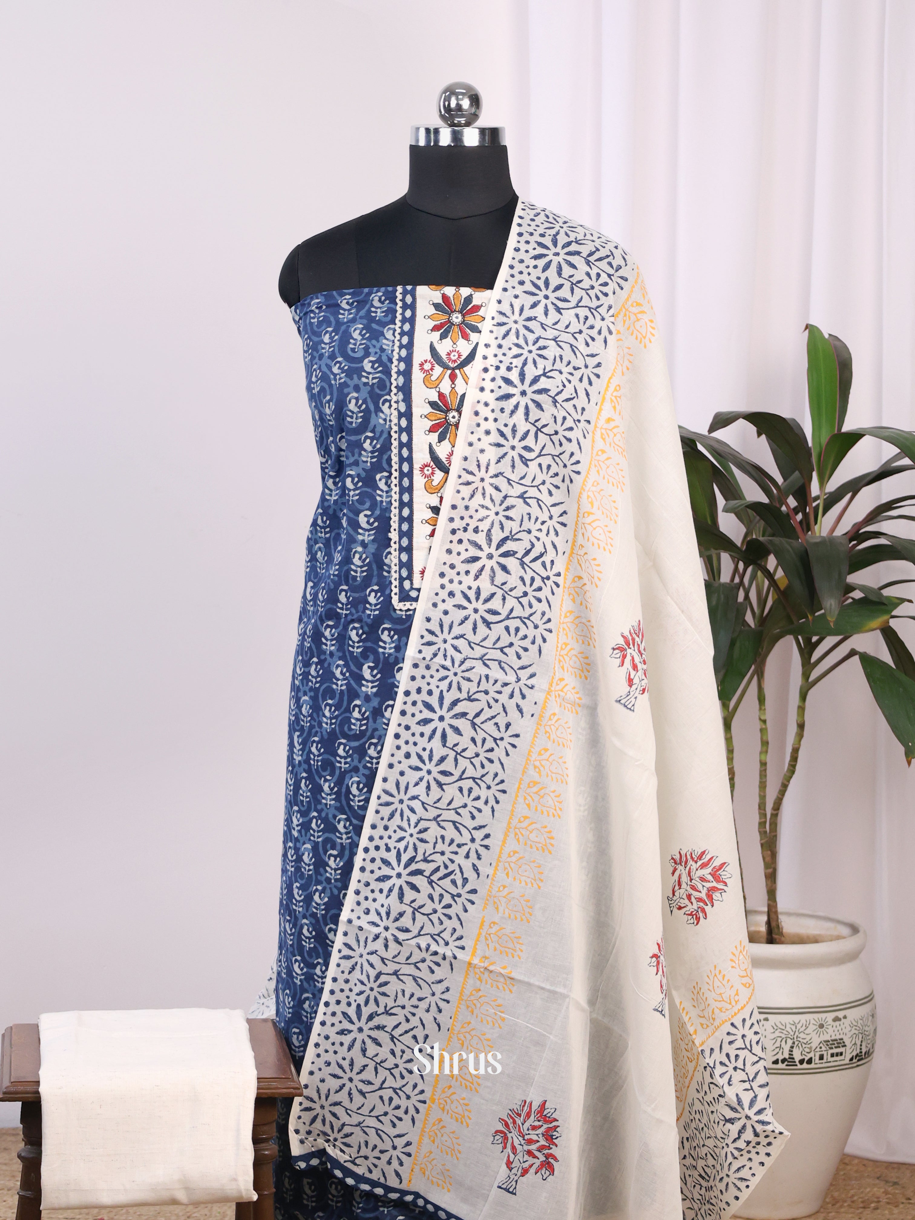 Blue & Cream - Cotton salwar - Shop on Shrus.com